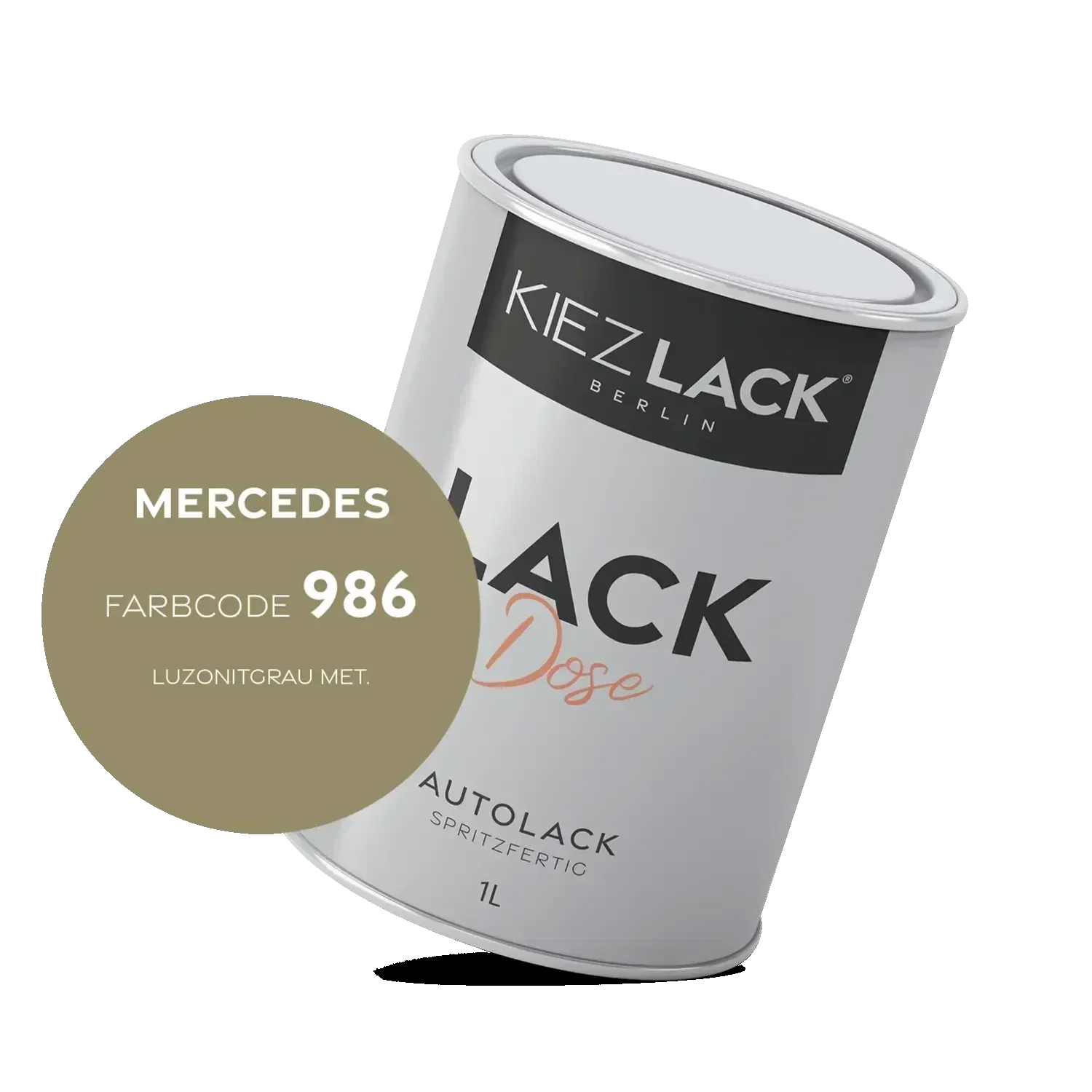 Kiezlack 1K Autolack Lackdose Basislack spritzfertig MERCEDES 986 LUZONITGRAU MET.