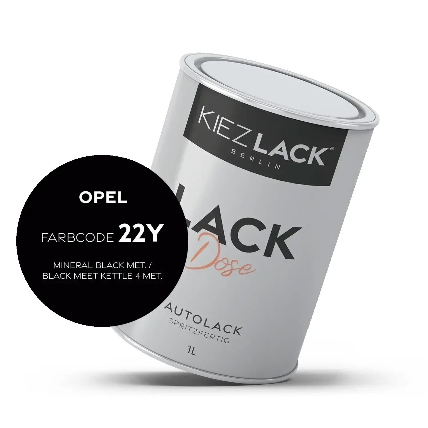 Kiezlack 1K Autolack Lackdose Basislack spritzfertig OPEL 22Y MINERAL BLACK MET.