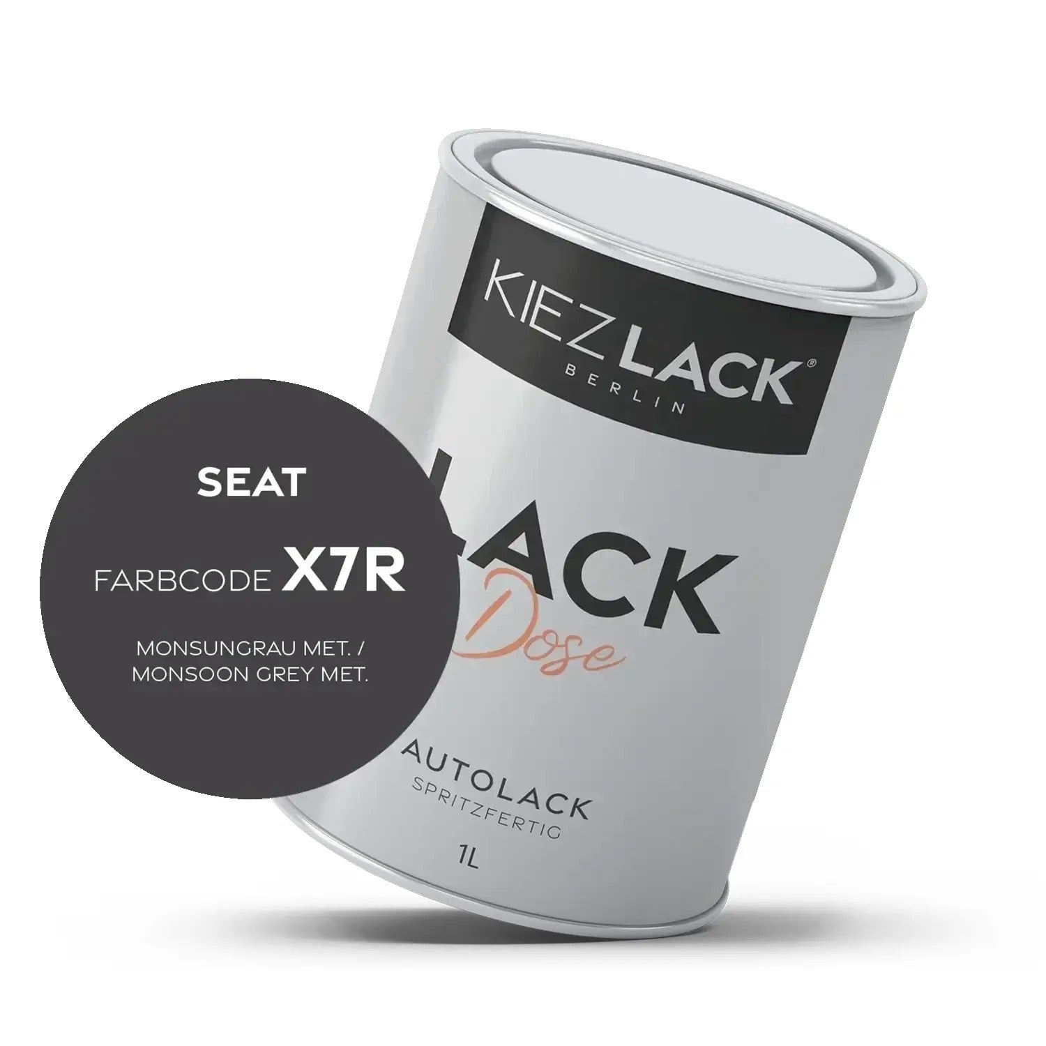 Kiezlack 1K Autolack Lackdose Basislack spritzfertig Seat X7R MONSUNGRAU MET.