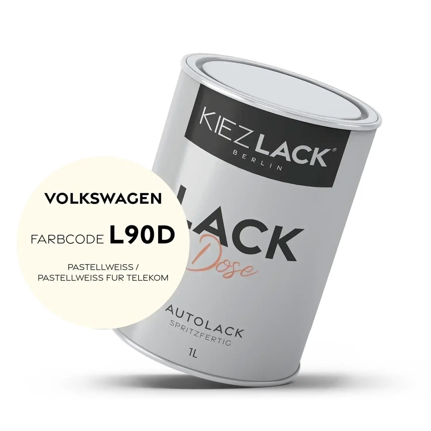 Kiezlack 1K Autolack Lackdose Basislack spritzfertig Volkswagen L90D PASTELLWEISS