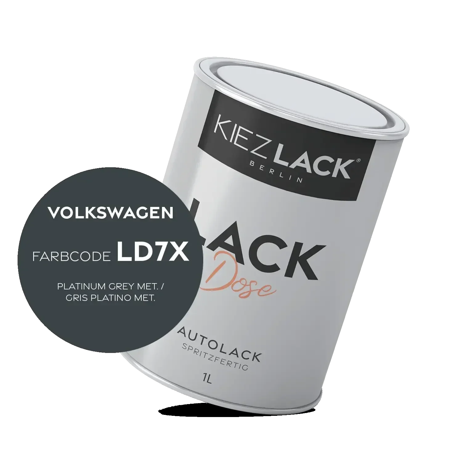 Kiezlack 1K Autolack Lackdose Basislack spritzfertig Volkswagen LD7W URBAN GREY MET.