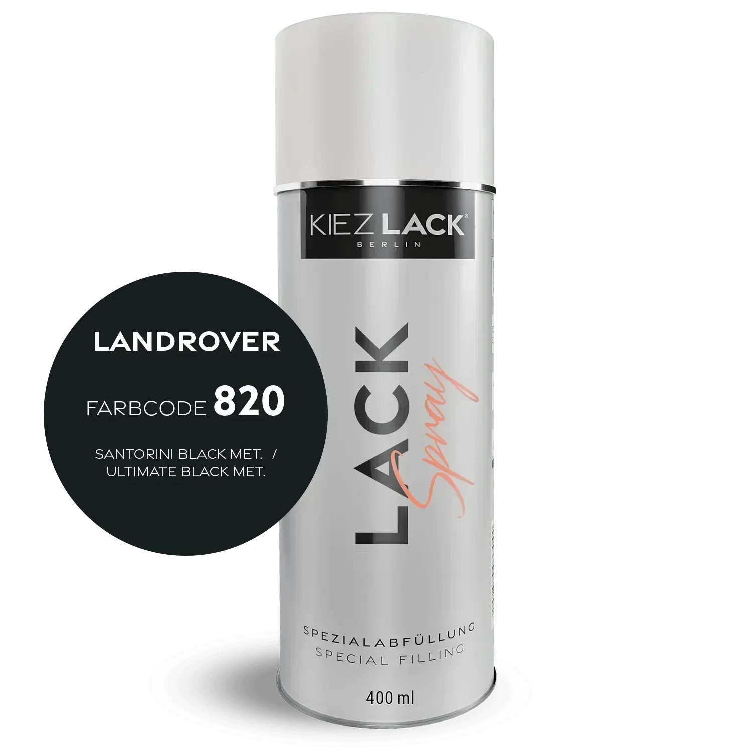 Kiezlack Lackspray Autolack Spraydose LANDROVER 820 SANTORINI BLACK MET. Lackspray