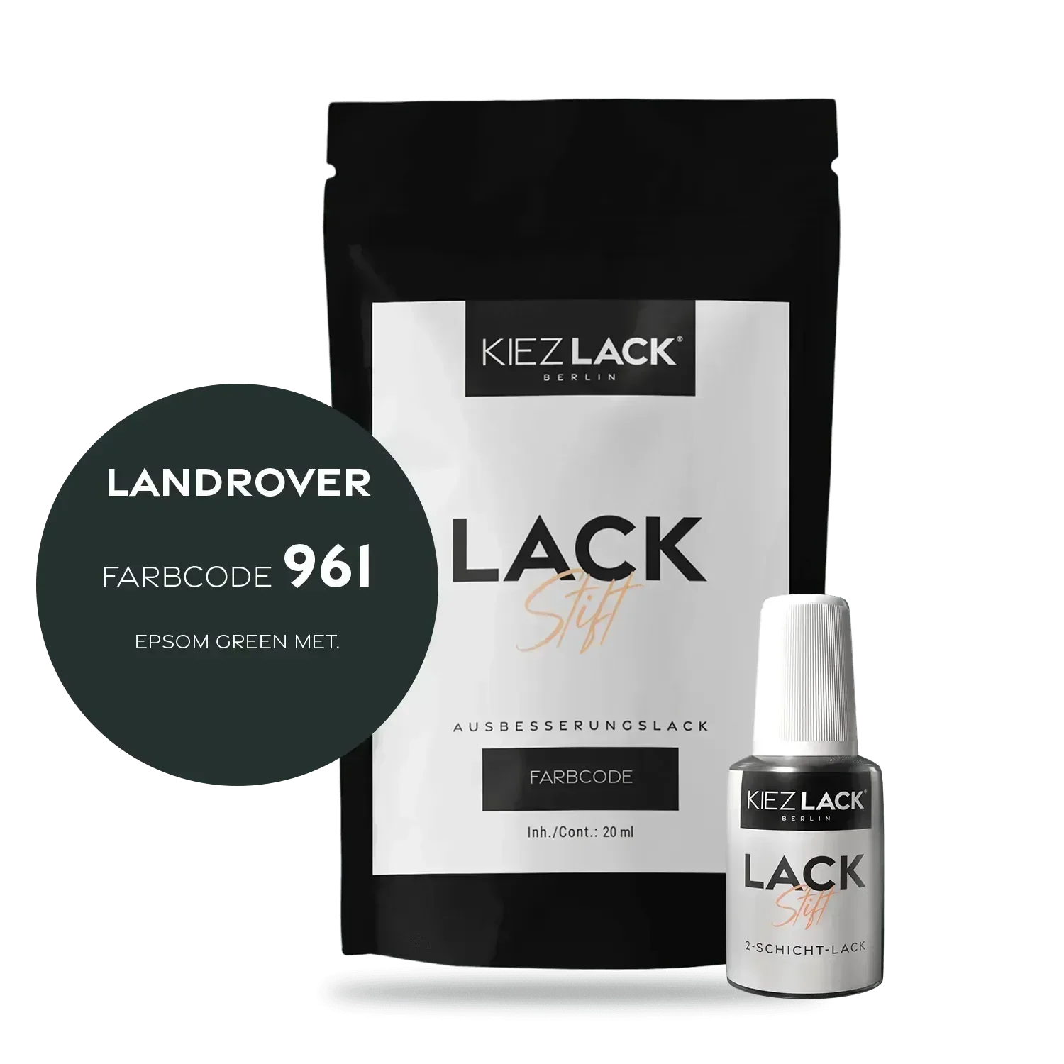 Kiezlack Lackstift Autolack Lackstift LANDROVER 961 EPSOM GREEN MET.