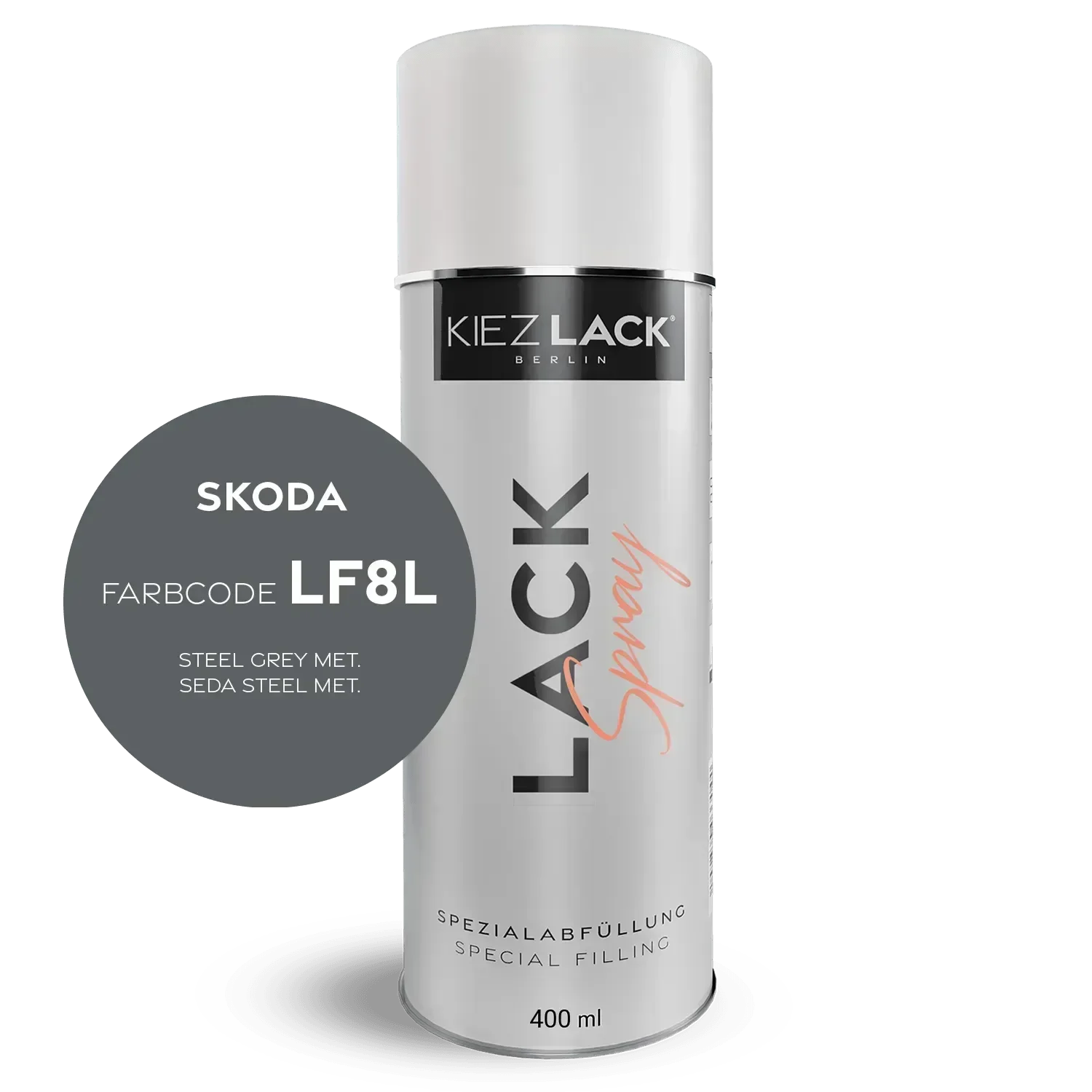 Kiezlack Autolack Spraydose Skoda LF8L STEEL GREY MET.