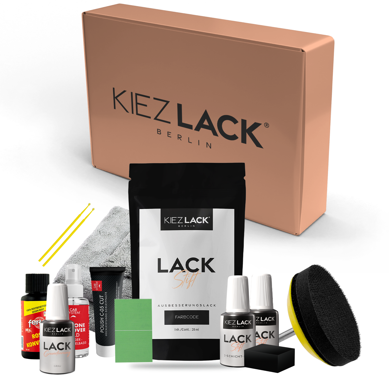 Kiezlack Lack Repair Set + Korrosionsschutz Autolack Lackstift BMW 416 CARBONSCHWARZ Metallic