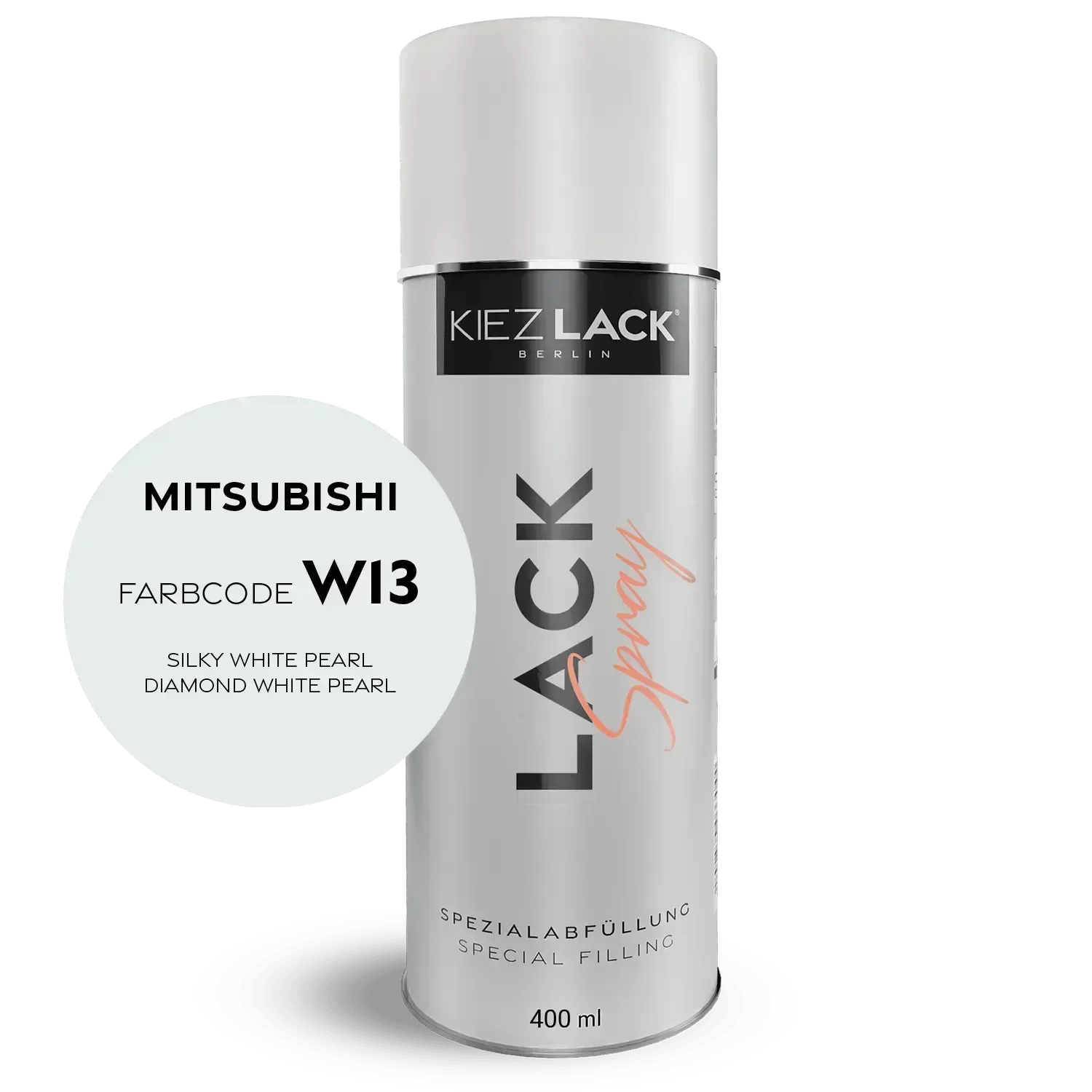 Kiezlack Lackspray Autolack Spraydose MITSUBISHI W13 SILKY WHITE PEARL Lackspray