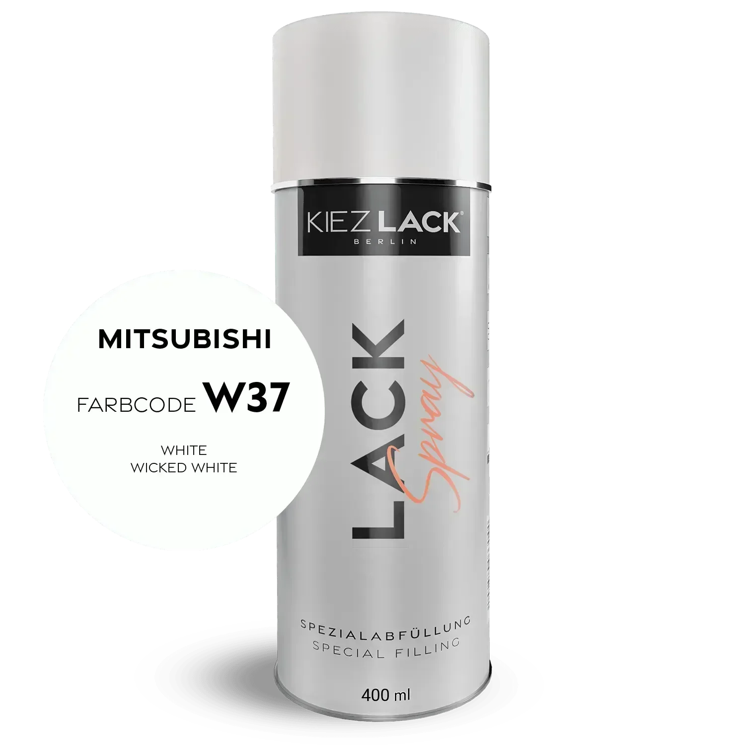 Kiezlack Lackspray Autolack Spraydose MITSUBISHI W37 WHITE Lackspray