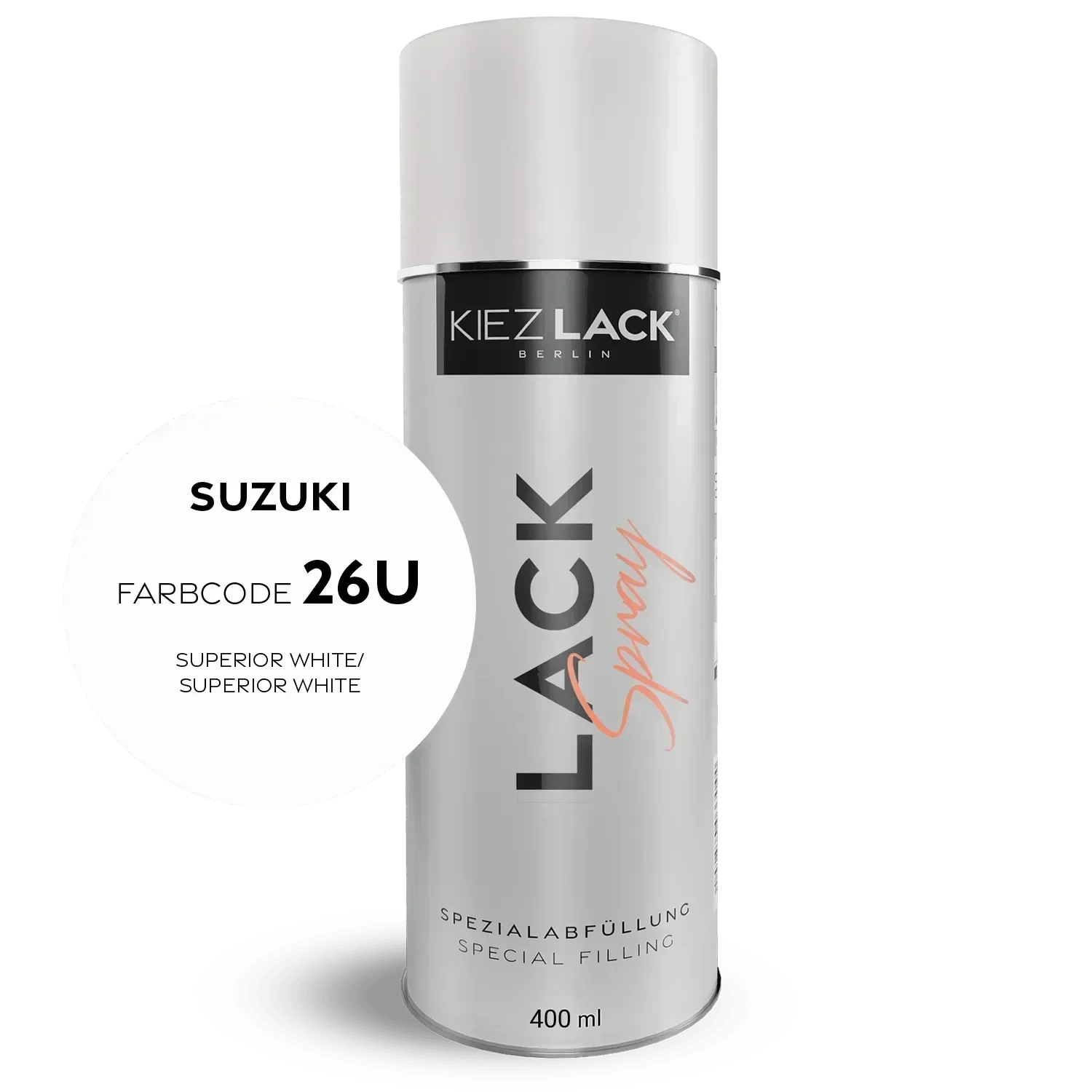 Kiezlack Lackspray Autolack Spraydose SUZUKI 26U SUPERIOR WHITE Lackspray