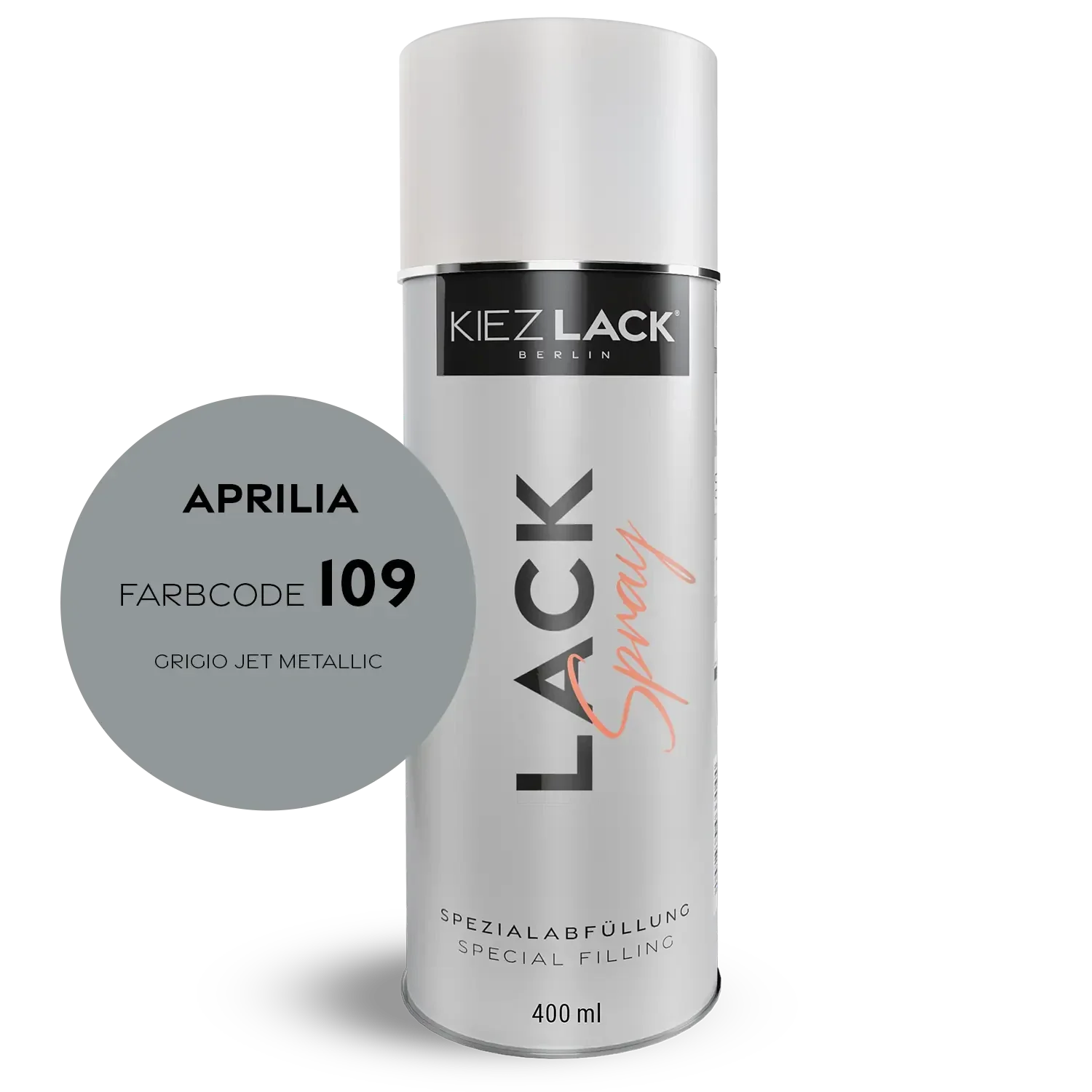 Kiezlack 1K Motorradlack Spraydose Aprilia 109 GRIGIO JET METALLIC