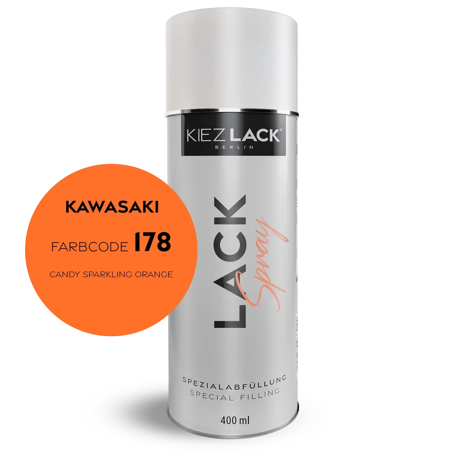 Kiezlack 1K Motorradlack Spraydose Kawasaki 178 CANDY SPARKLING ORANGE