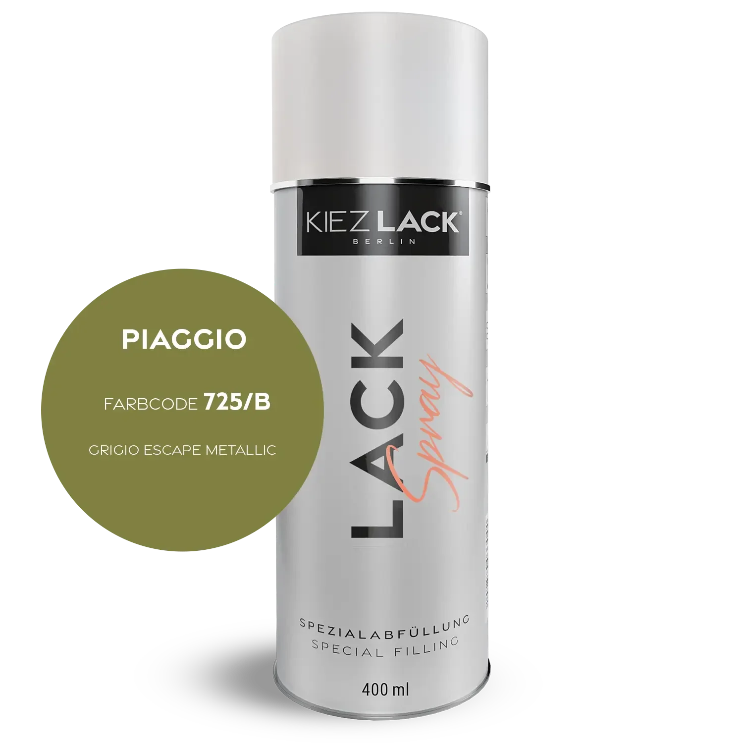 Kiezlack 1K Motorradlack Spraydose Piaggio 725/B GRIGIO ESCAPE METALLIC