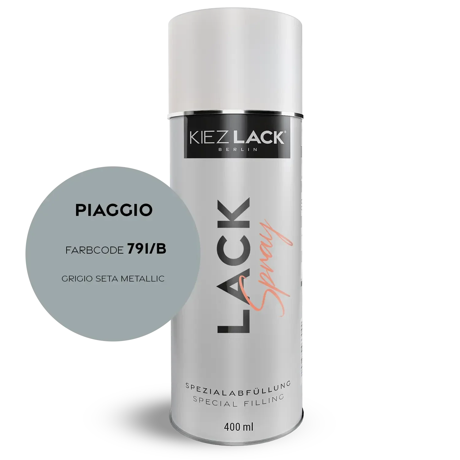 Kiezlack 1K Motorradlack Spraydose Piaggio 791/B GRIGIO SETA METALLIC