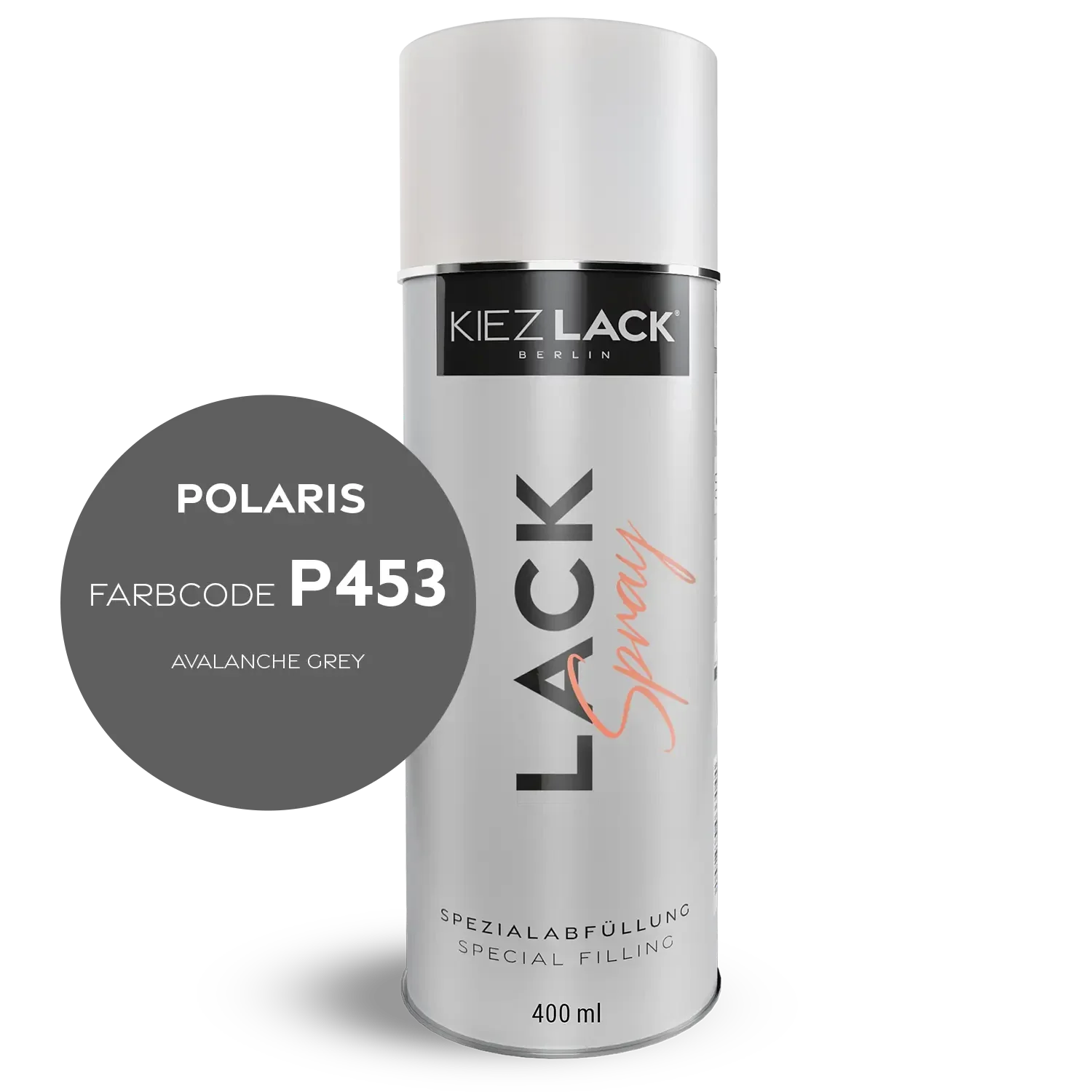 Kiezlack 1K Motorradlack Spraydose Polaris P453 AVALANCHE GREY