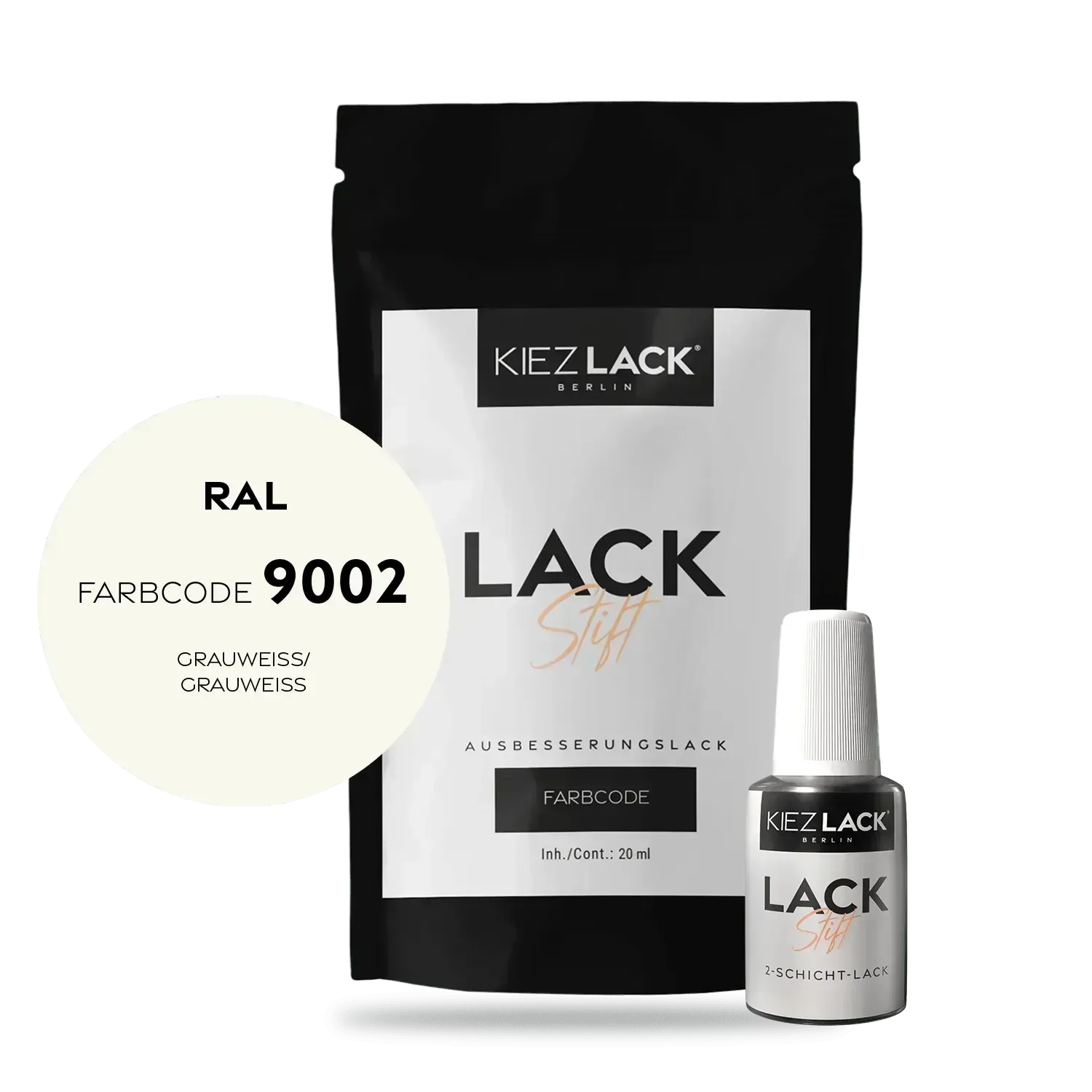 Kiezlack Lackstift Autolack Lackstift RAL 9002 GRAUWEISS