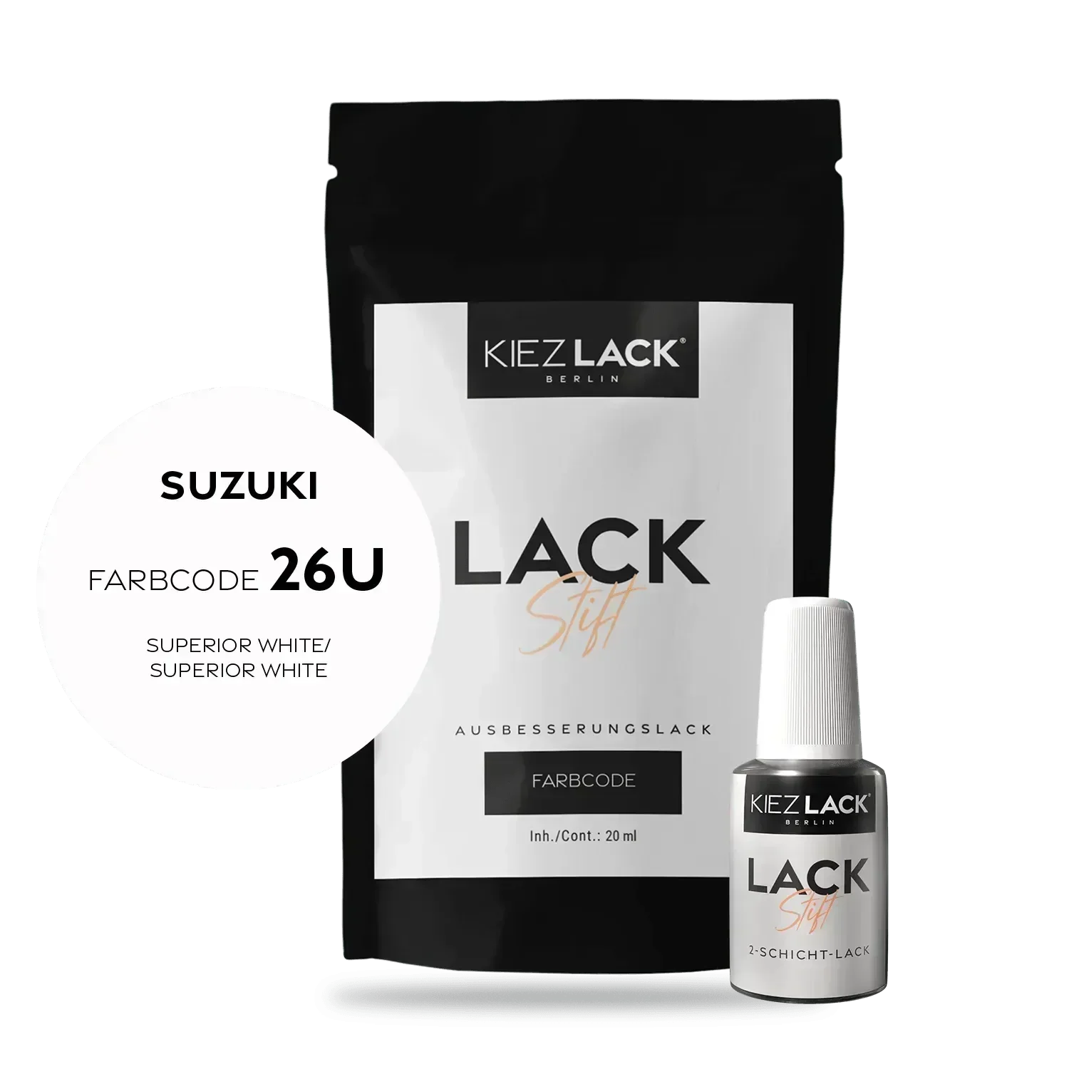 Kiezlack Lackstift Autolack Lackstift SUZUKI 26U SUPERIOR WHITE