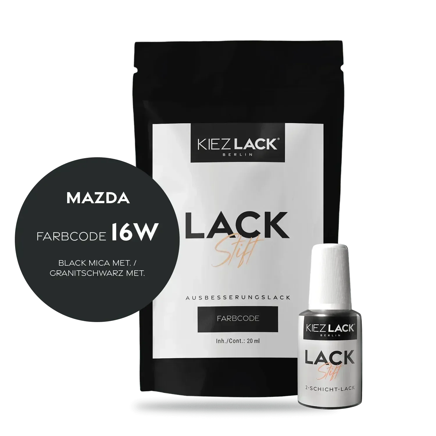 Kiezlack Lackstift Autolack Lackstift MAZDA 16W BLACK MICA MET.