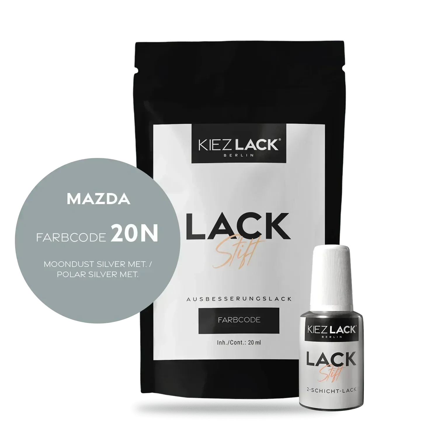 Kiezlack Lackstift Autolack Lackstift MAZDA 20N MOONDUST SILVER MET.