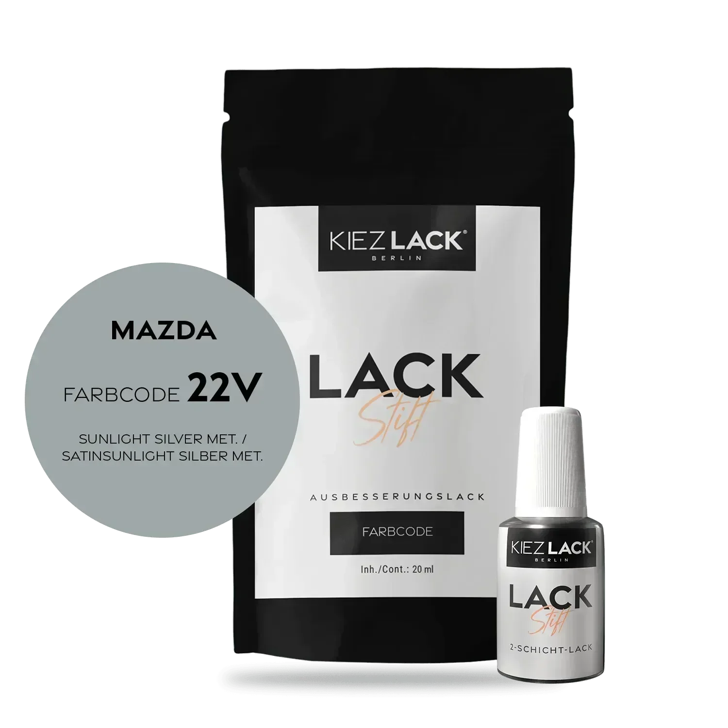 Kiezlack Lackstift Autolack Lackstift MAZDA 22V SUNLIGHT SILVER MET.