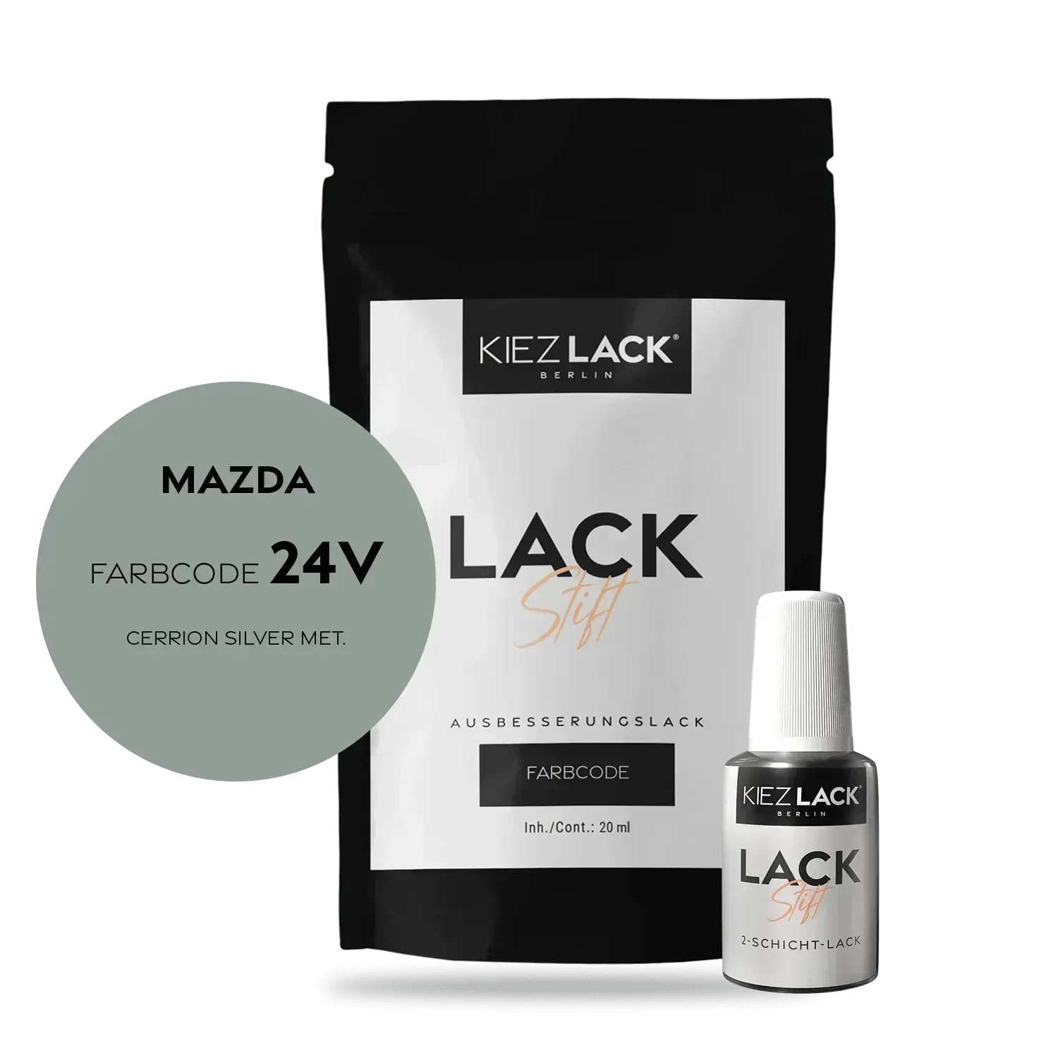 Kiezlack Lackstift Autolack Lackstift MAZDA 24V CERRION SILVER MET.