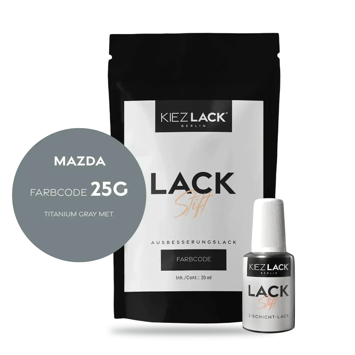 Kiezlack Lackstift Autolack Lackstift MAZDA MAZDA 25G TITANIUM GRAY MET.