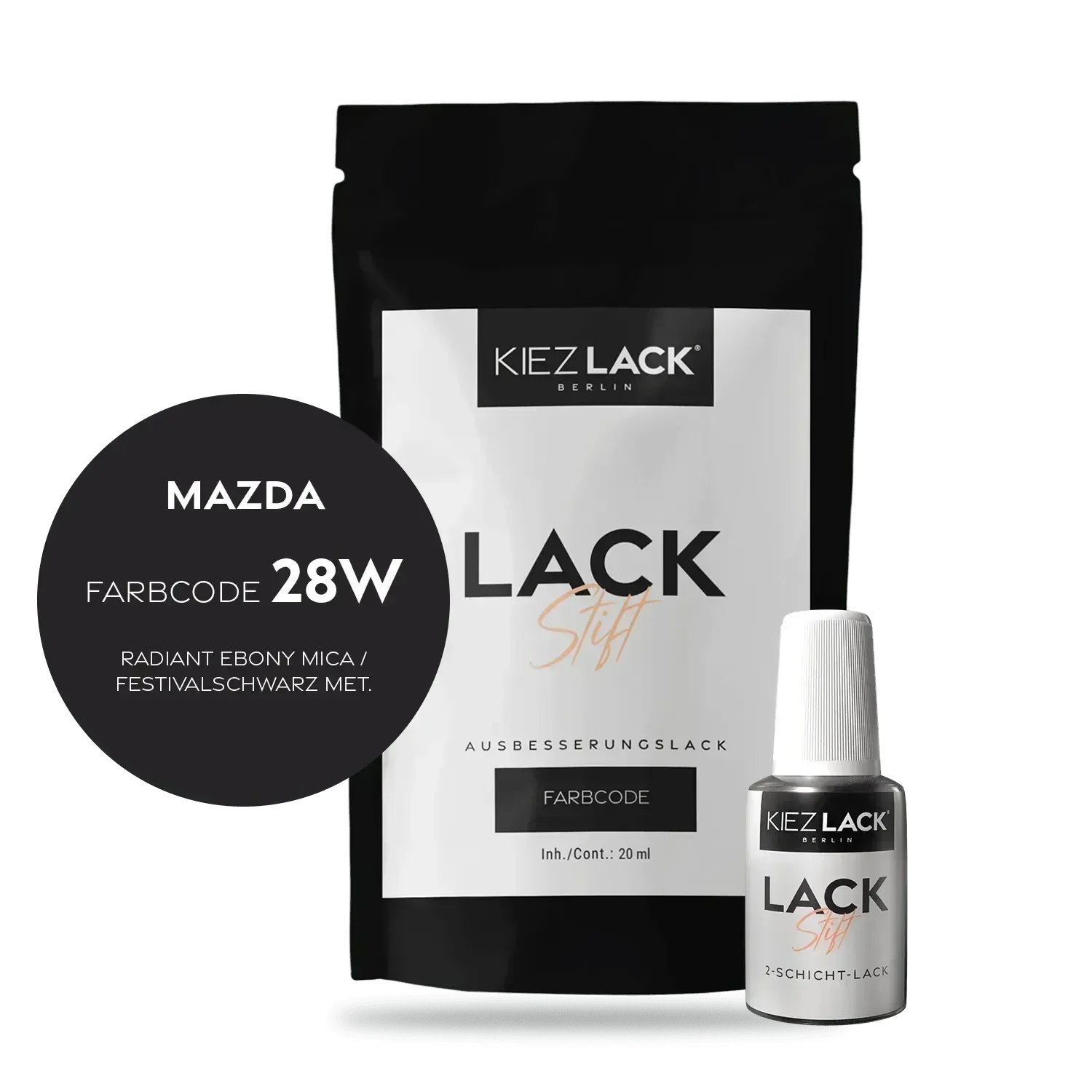 Kiezlack Lackstift Autolack Lackstift MAZDA 28W RADIANT EBONY MICA