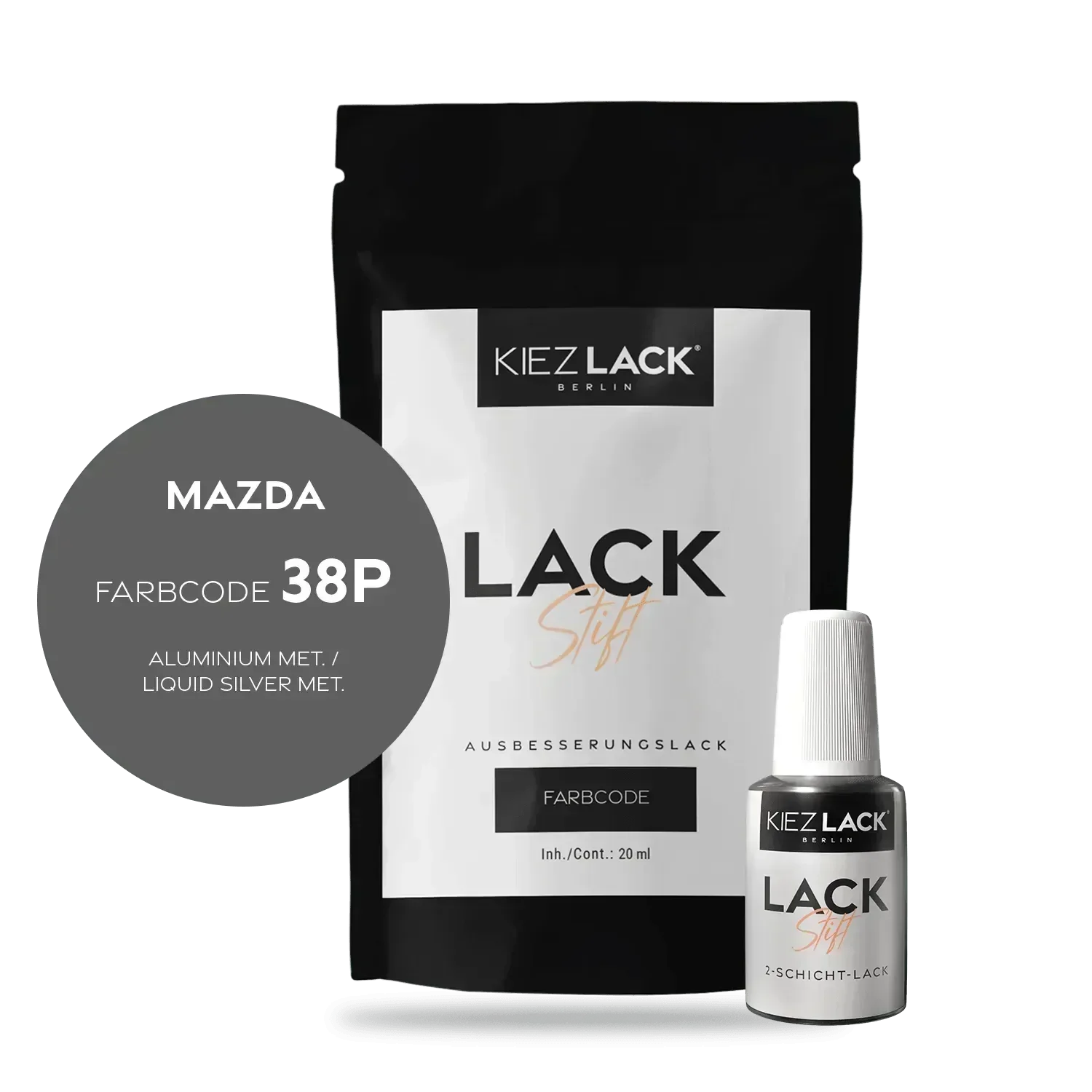 Kiezlack Lackstift Autolack Lackstift MAZDA 38P ALUMINIUM MET.