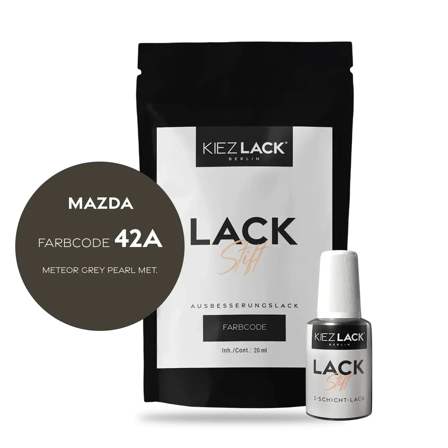 Kiezlack Lackstift Autolack Lackstift MAZDA 42A METEOR GREY PEARL MET.