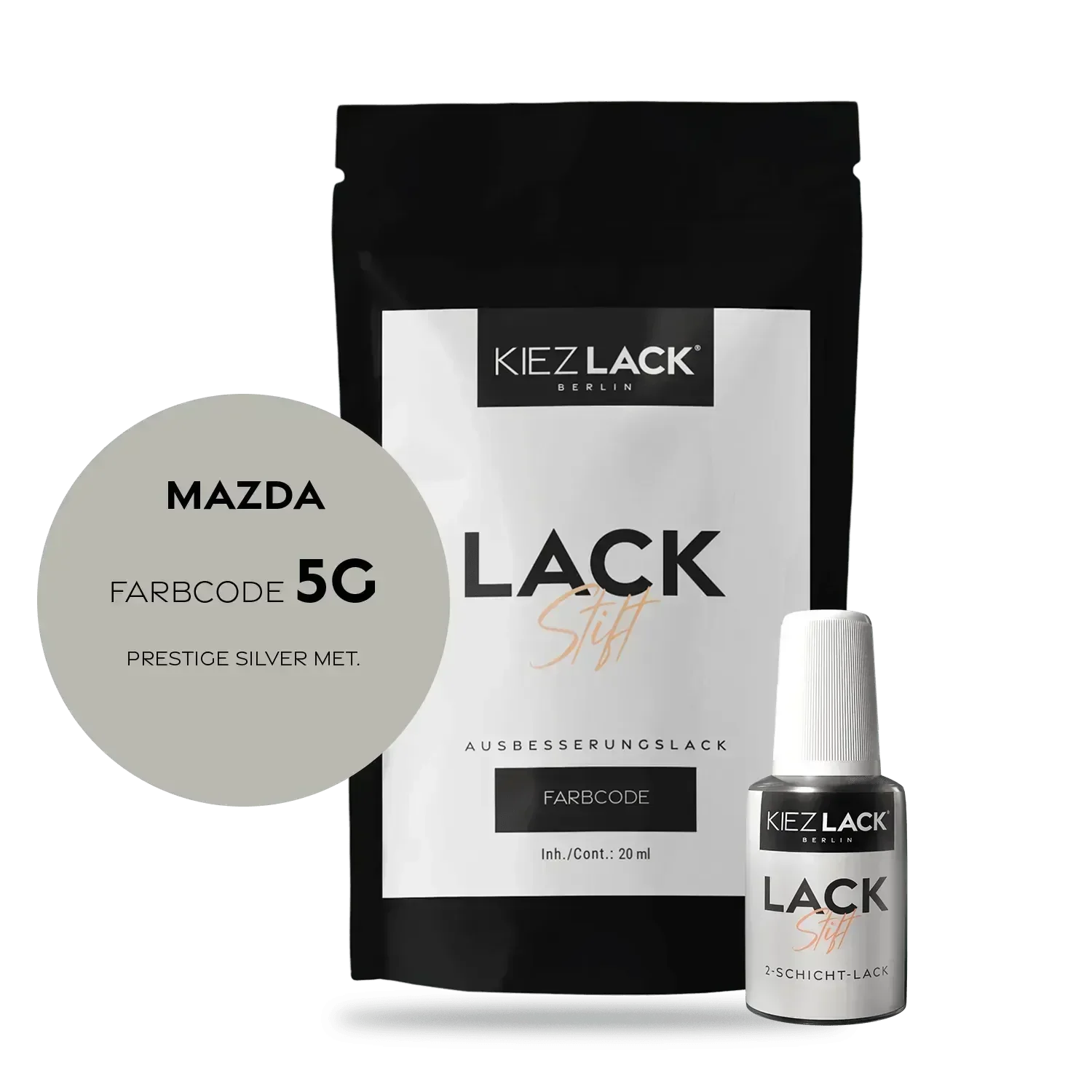 Kiezlack Lackstift Autolack Lackstift MAZDA 5G PRESTIGE SILVER MET.