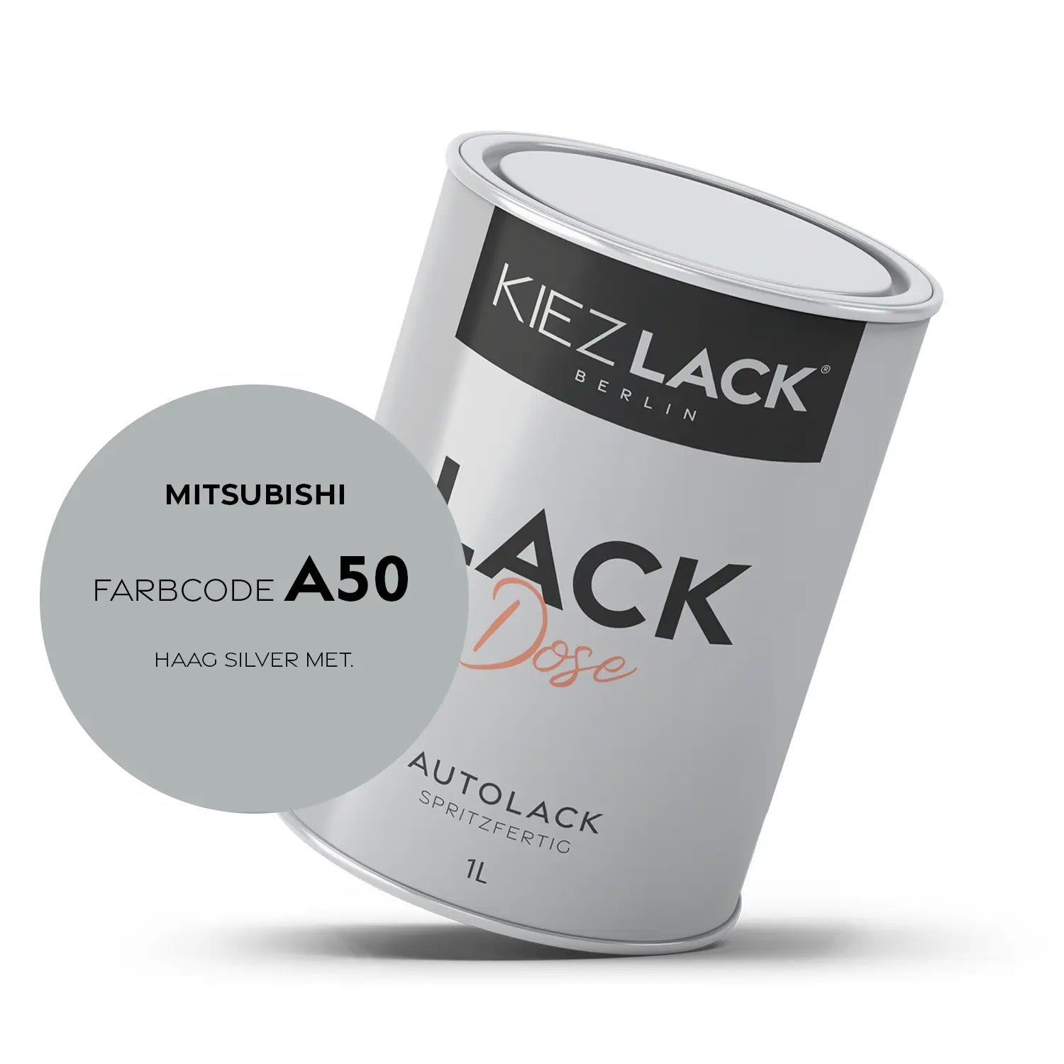 Kiezlack 1K Autolack Lackdose Basislack spritzfertig MITSUBISHI A50 HAAG SILVER MET.