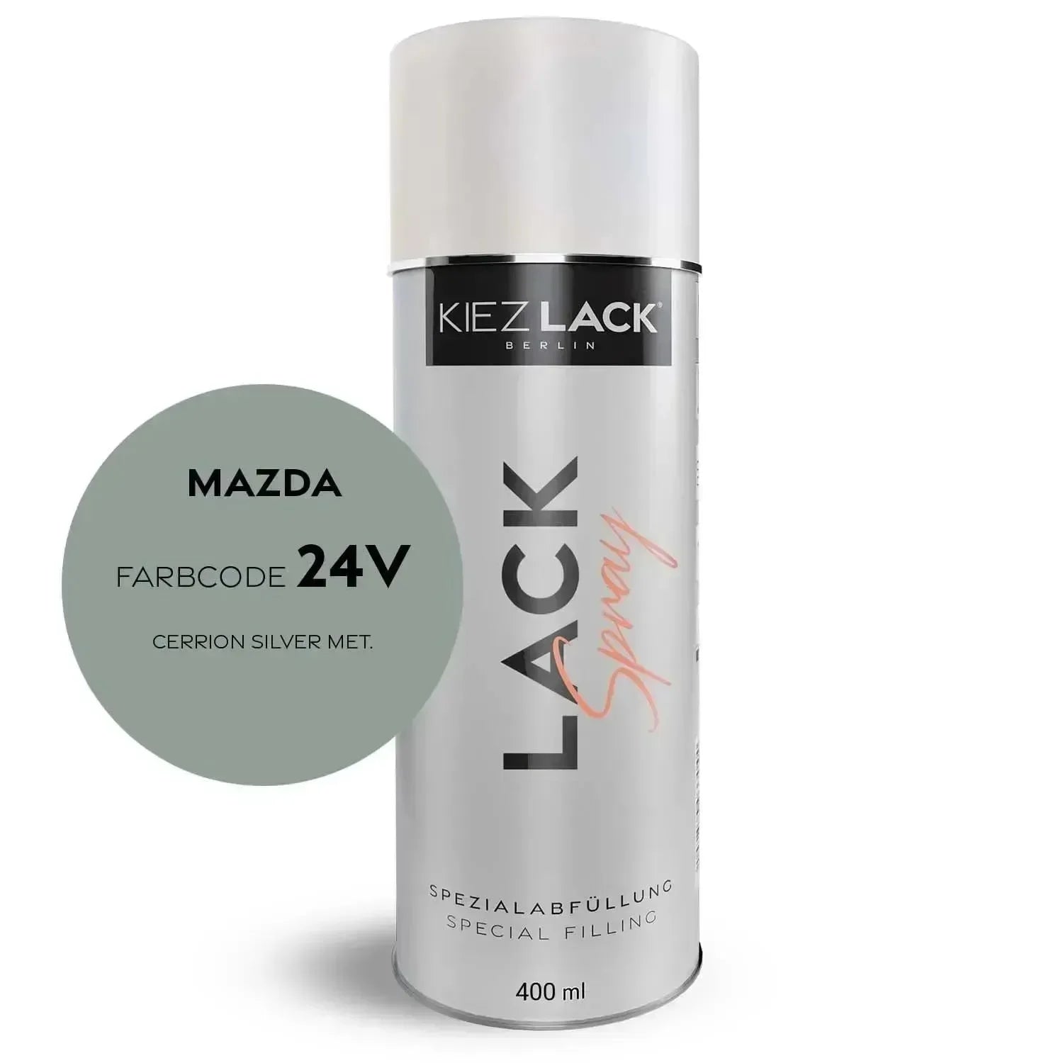 Kiezlack Lackspray Autolack Spraydose MAZDA 24V CERRION SILVER MET.