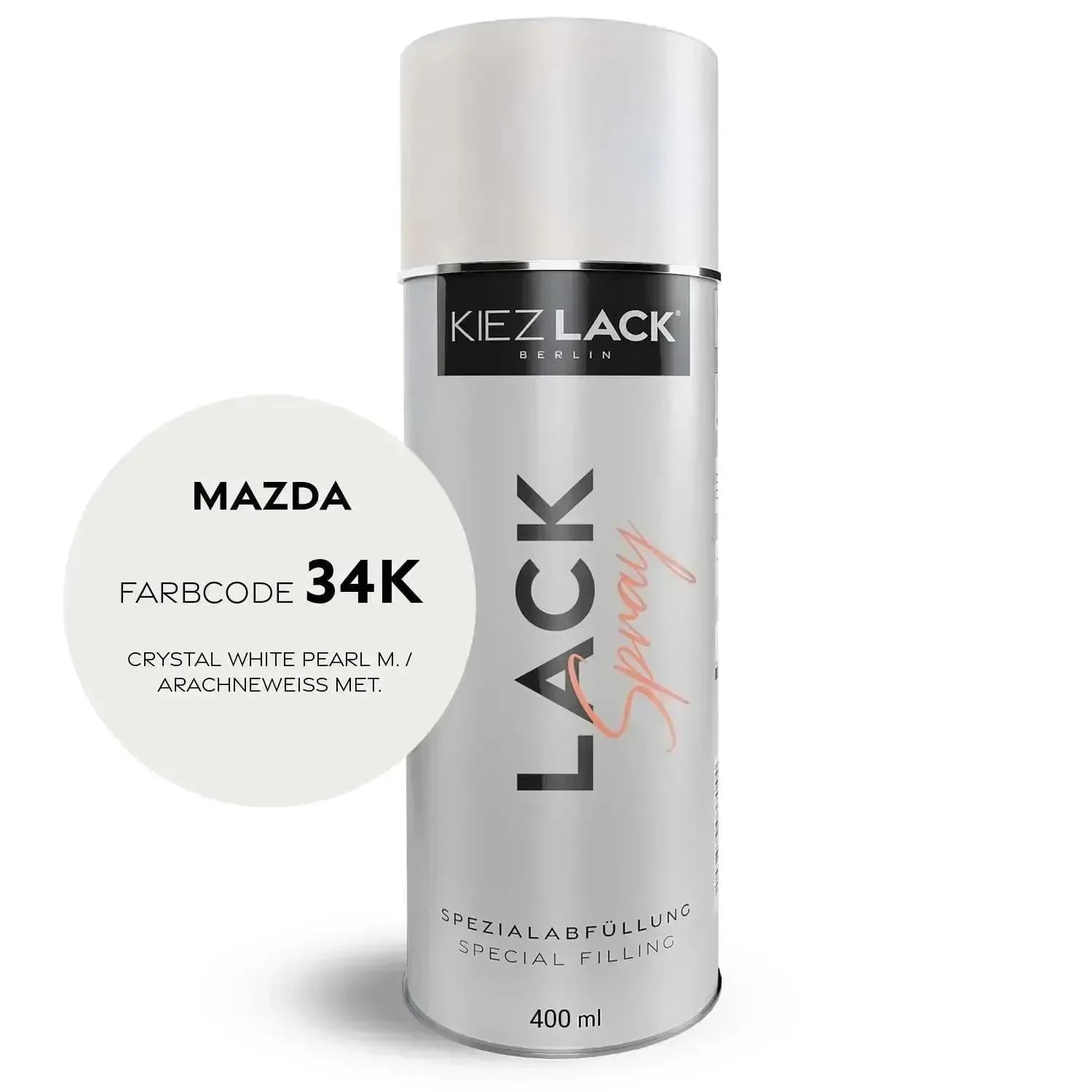 Kiezlack Lackspray Autolack Spraydose MAZDA 34K CRYSTAL WHITE PEARL M.