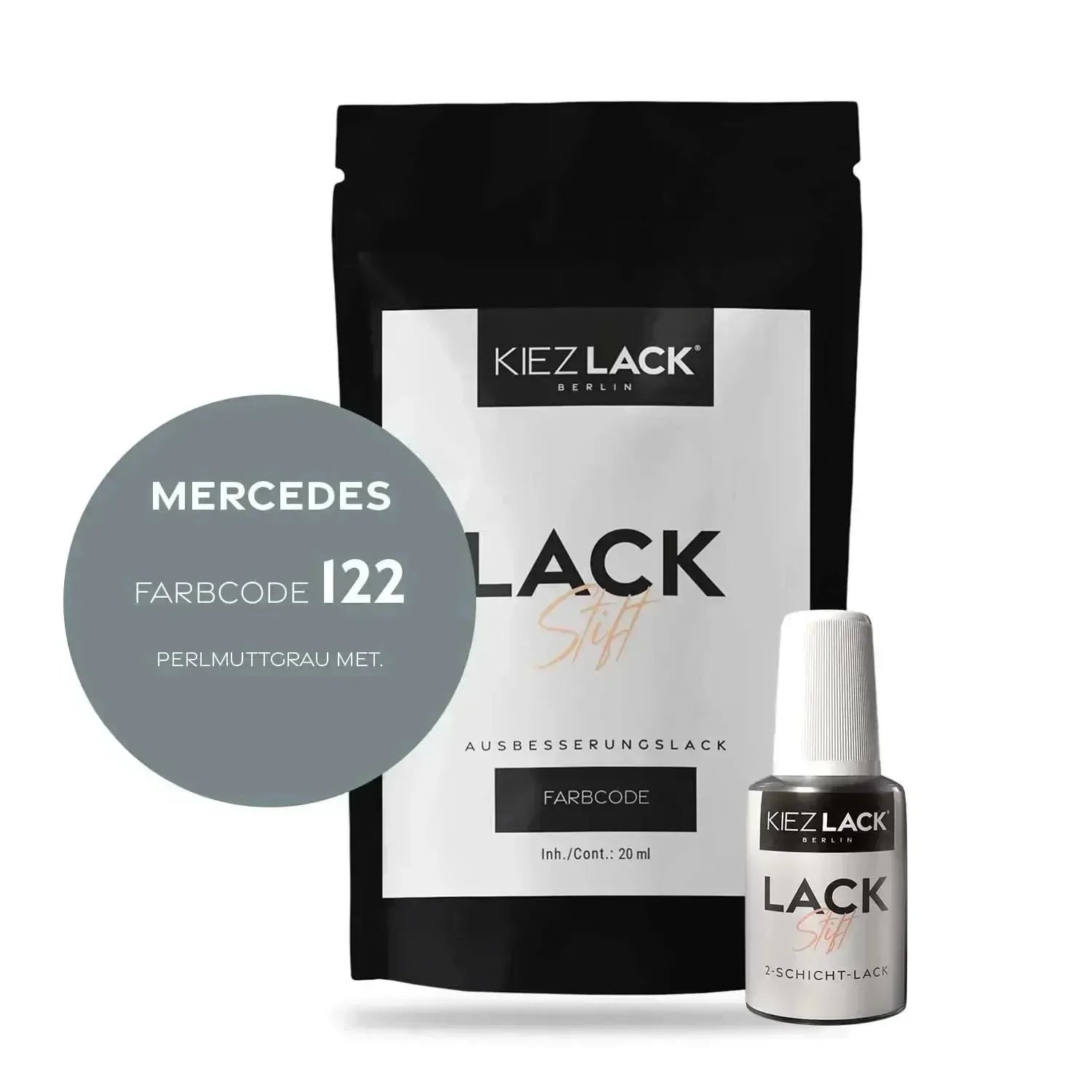 Kiezlack Lackstift Autolack Lackstift MERCEDES 122 PERLMUTTGRAU MET.