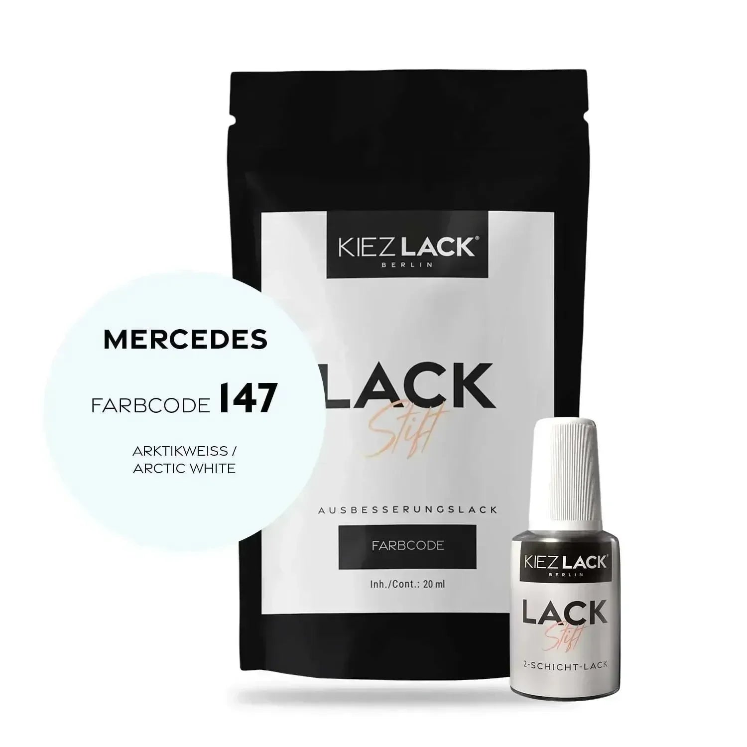 Kiezlack Lackstift Autolack Lackstift MERCEDES 147 ARKTIKWEISS