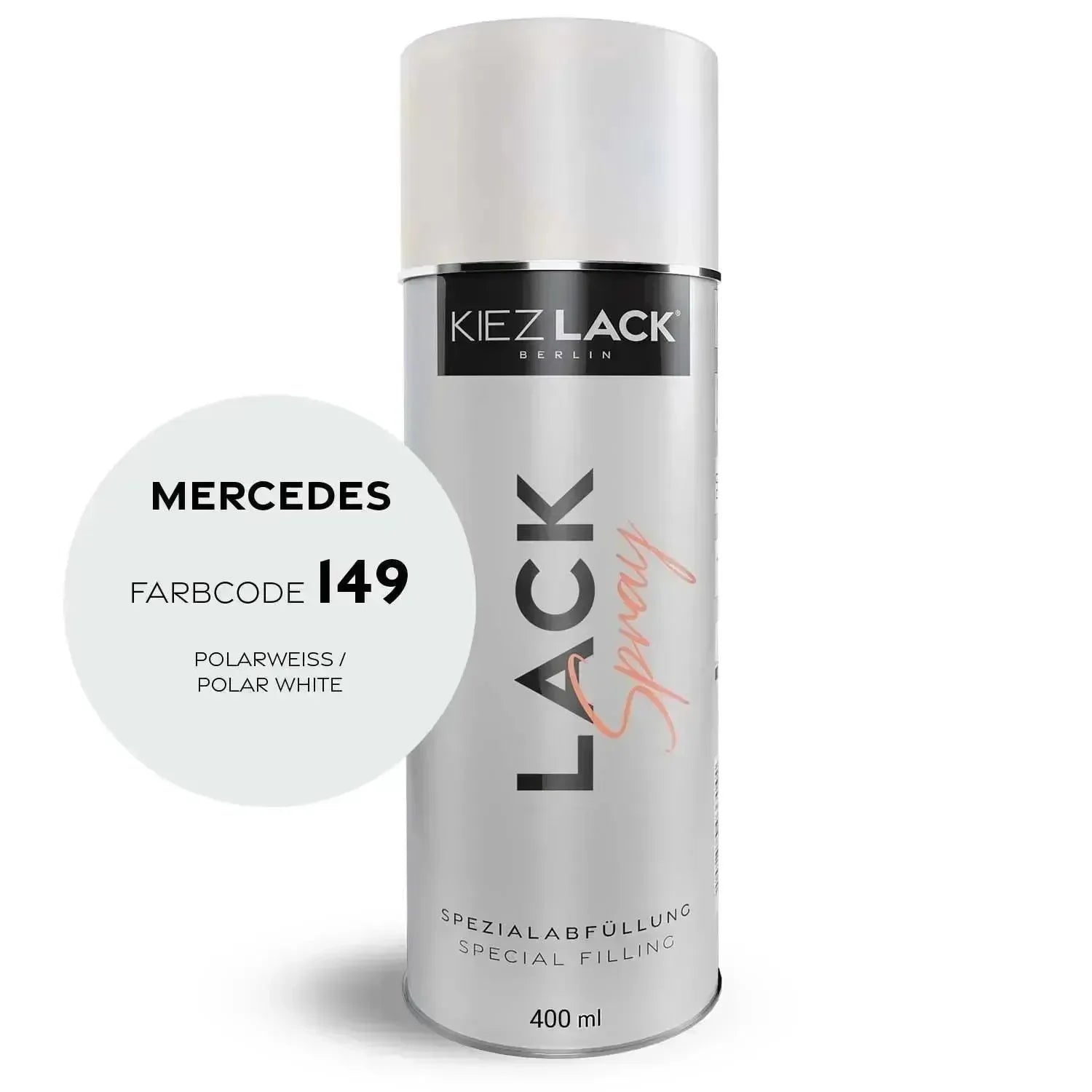 Kiezlack Lackspray Autolack Spraydose MERCEDES 149 POLARWEISS