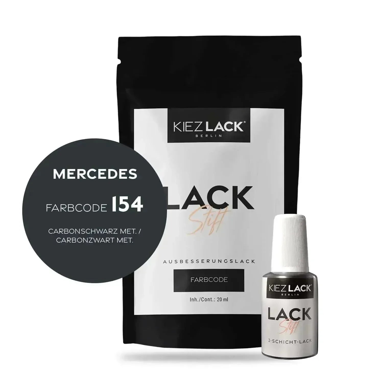 Kiezlack Lackstift Autolack Lackstift MERCEDES 154 CARBONSCHWARZ MET.
