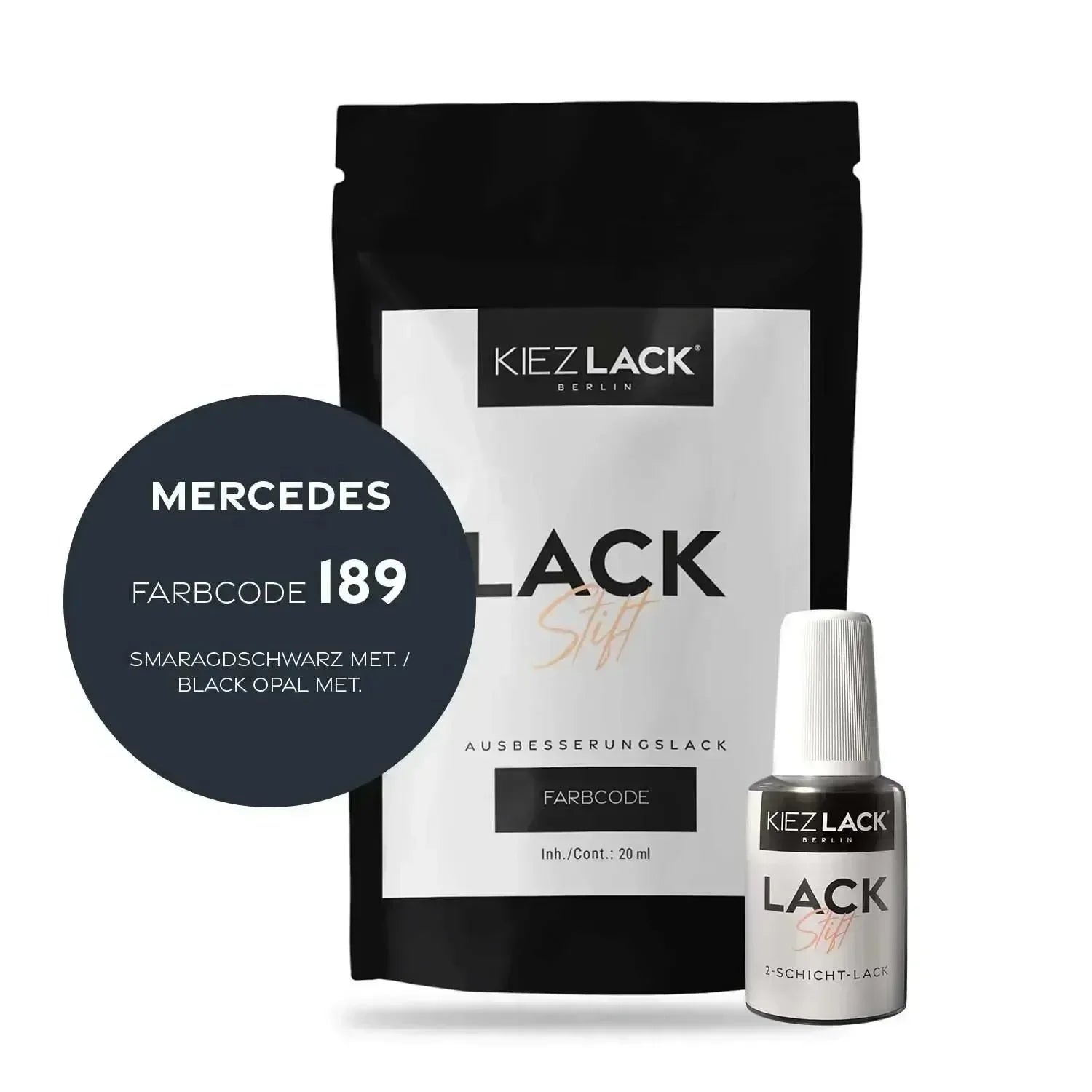 Kiezlack Lackstift Autolack Lackstift MERCEDES 189 SMARAGDSCHWARZ MET.