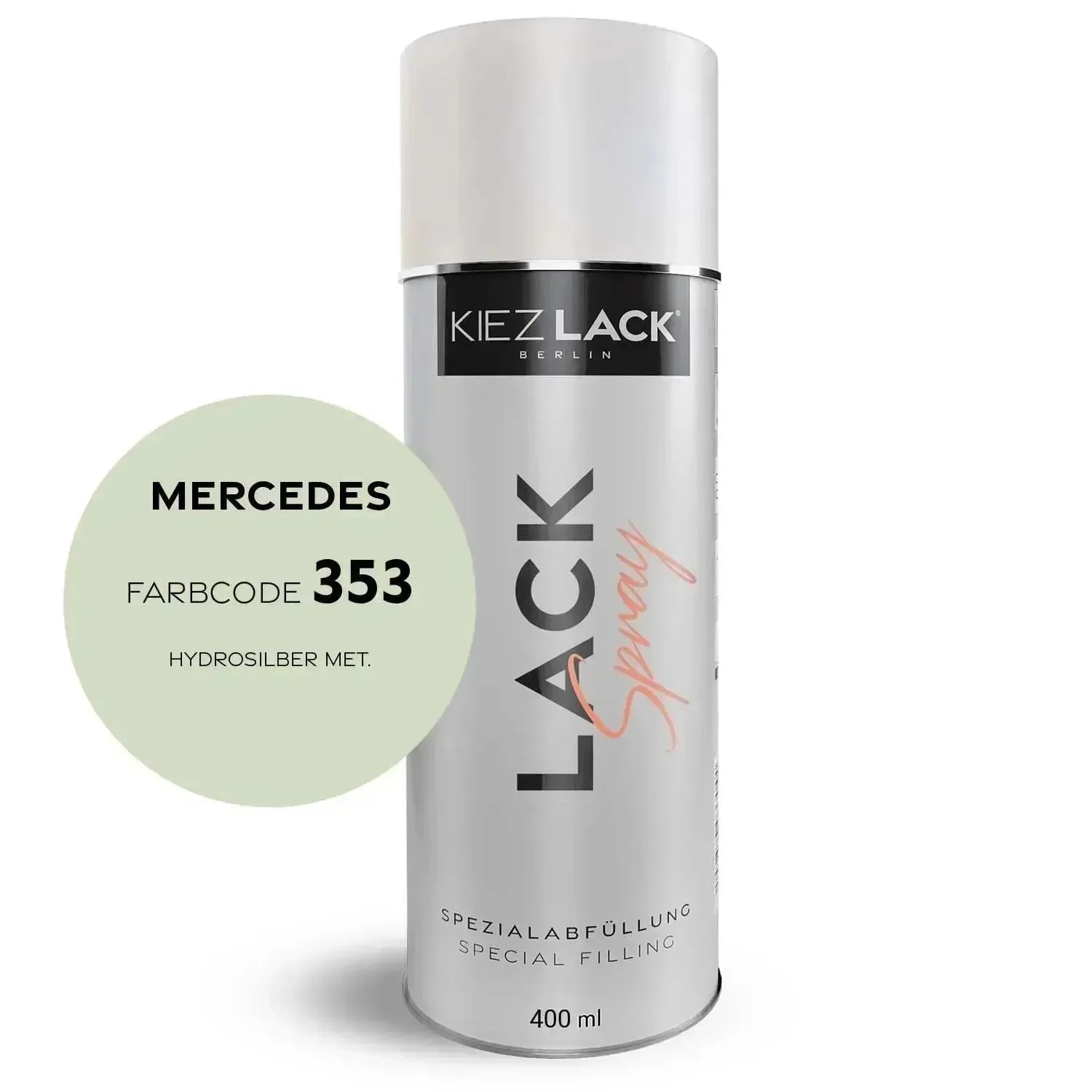 Kiezlack Lackspray Autolack Spraydose MERCEDES 353 HYDROSILBER MET.