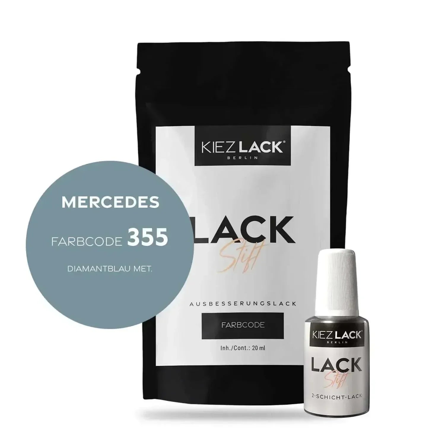 Kiezlack Lackstift Autolack Lackstift MERCEDES 355 DIAMANTBLAU MET.