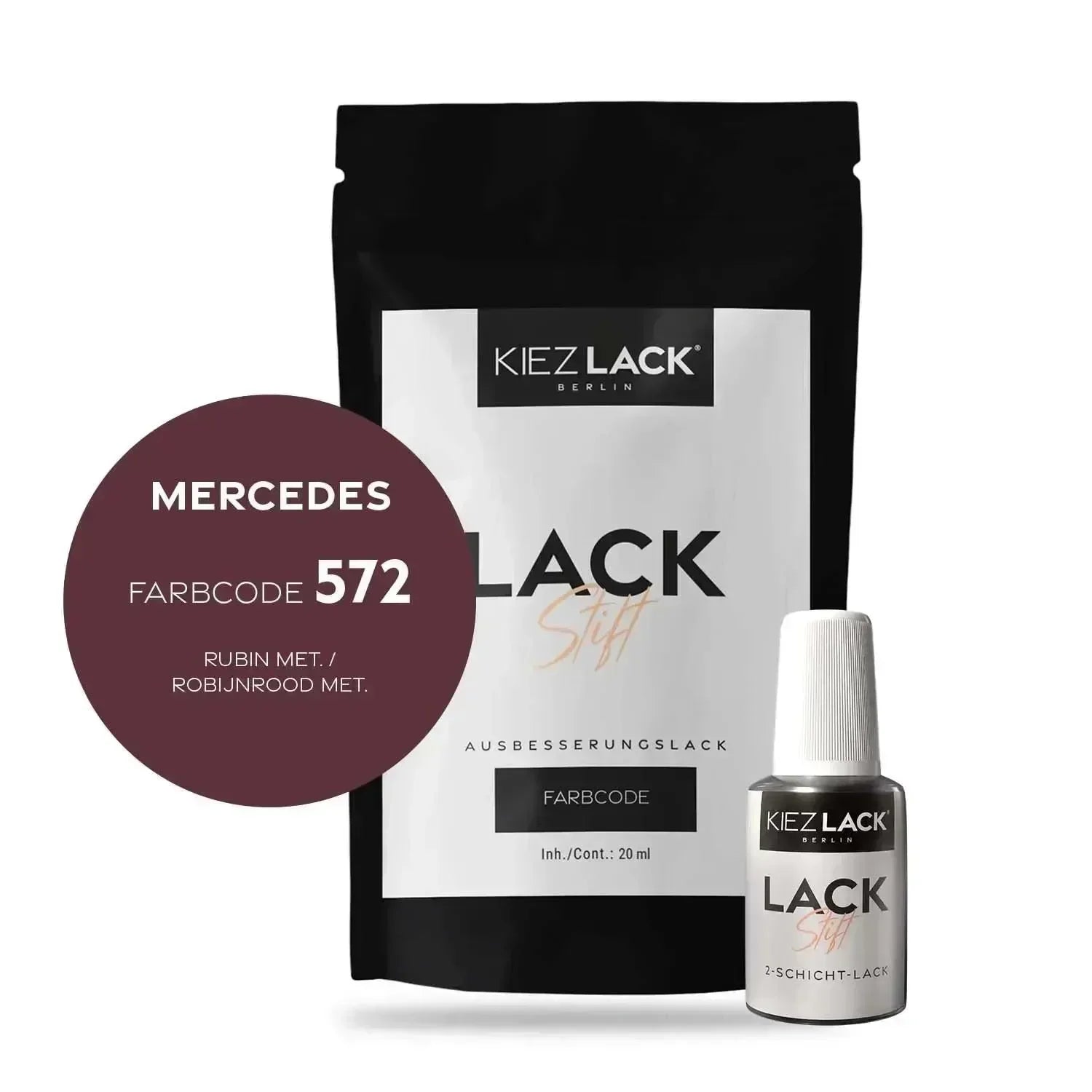 Kiezlack Lackstift Autolack Lackstift MERCEDES 572 RUBIN MET.