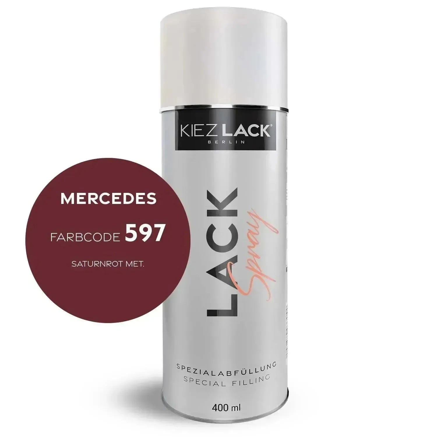 Kiezlack Lackspray Autolack Spraydose MERCEDES 597 SATURNROT MET.