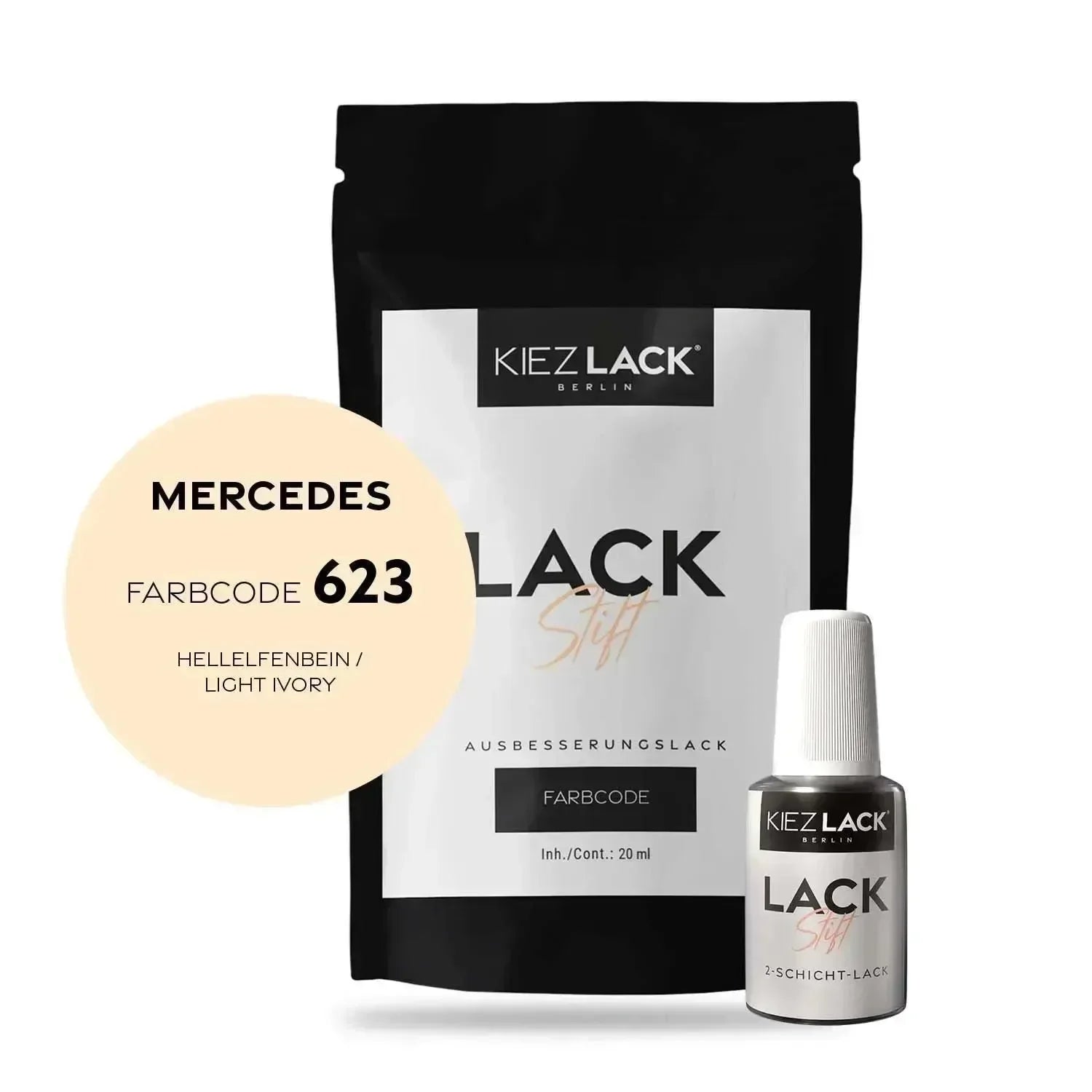 Kiezlack Lackstift Autolack Lackstift MERCEDES 623 HELLELFENBEIN