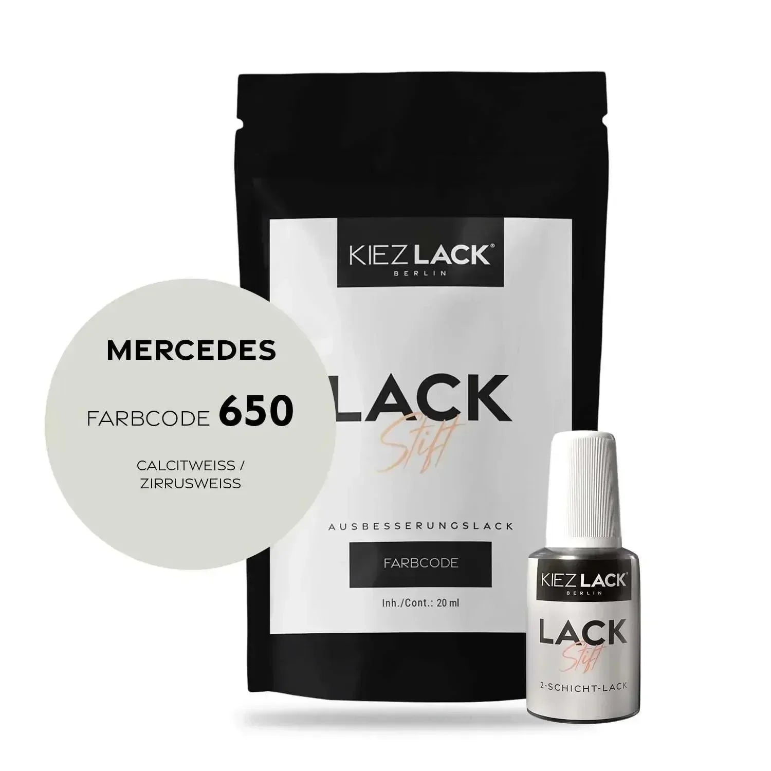 Kiezlack Lackstift Autolack Lackstift MERCEDES 650 CALCITWEISS