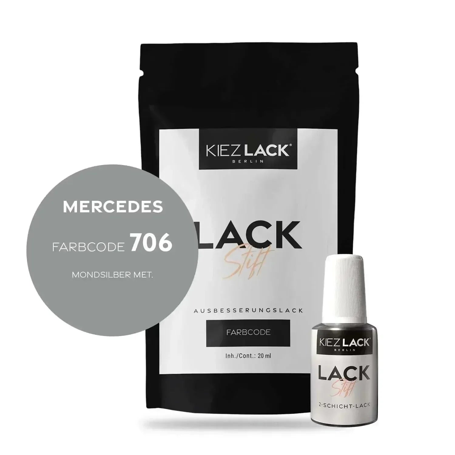 Kiezlack Lackstift Autolack Lackstift MERCEDES 706 MONDSILBER MET.