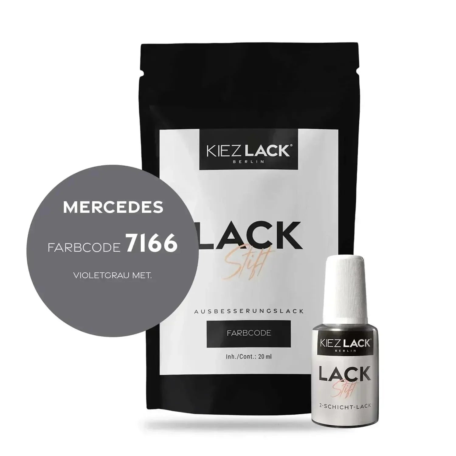 Kiezlack Lackstift Autolack Lackstift MERCEDES 7166 VIOLETGRAU MET.