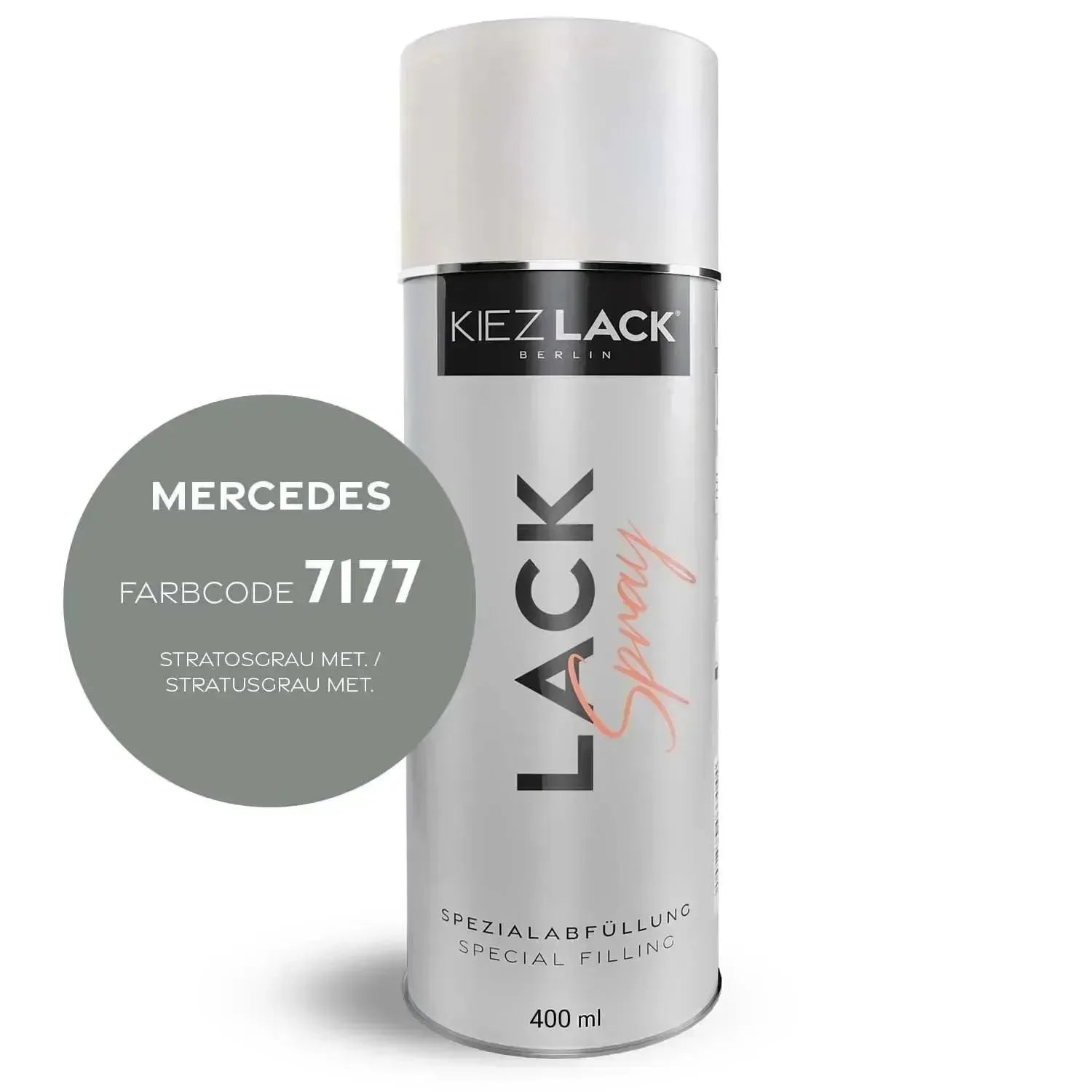 Kiezlack Lackspray Autolack Spraydose MERCEDES 7177 STRATOSGRAU MET.
