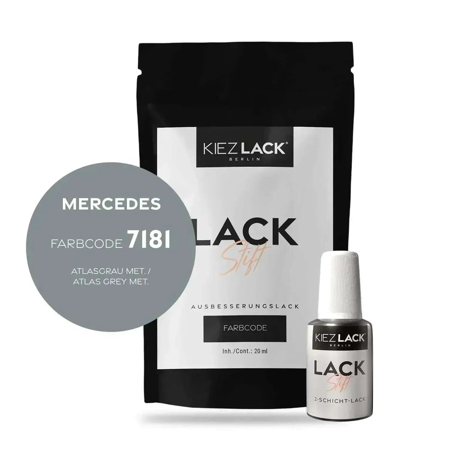 Kiezlack Lackstift Autolack Lackstift MERCEDES 7181 ATLASGRAU MET.