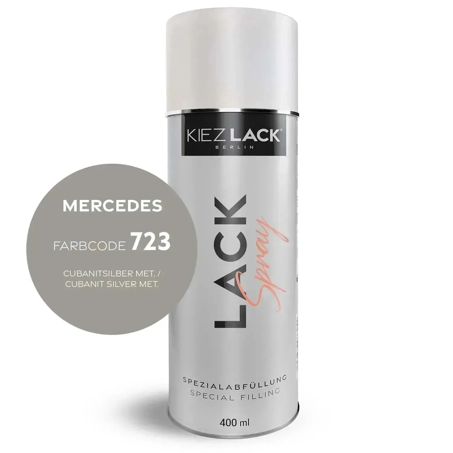 Kiezlack Lackspray Autolack Spraydose MERCEDES 723 CUBANITSILBER MET.