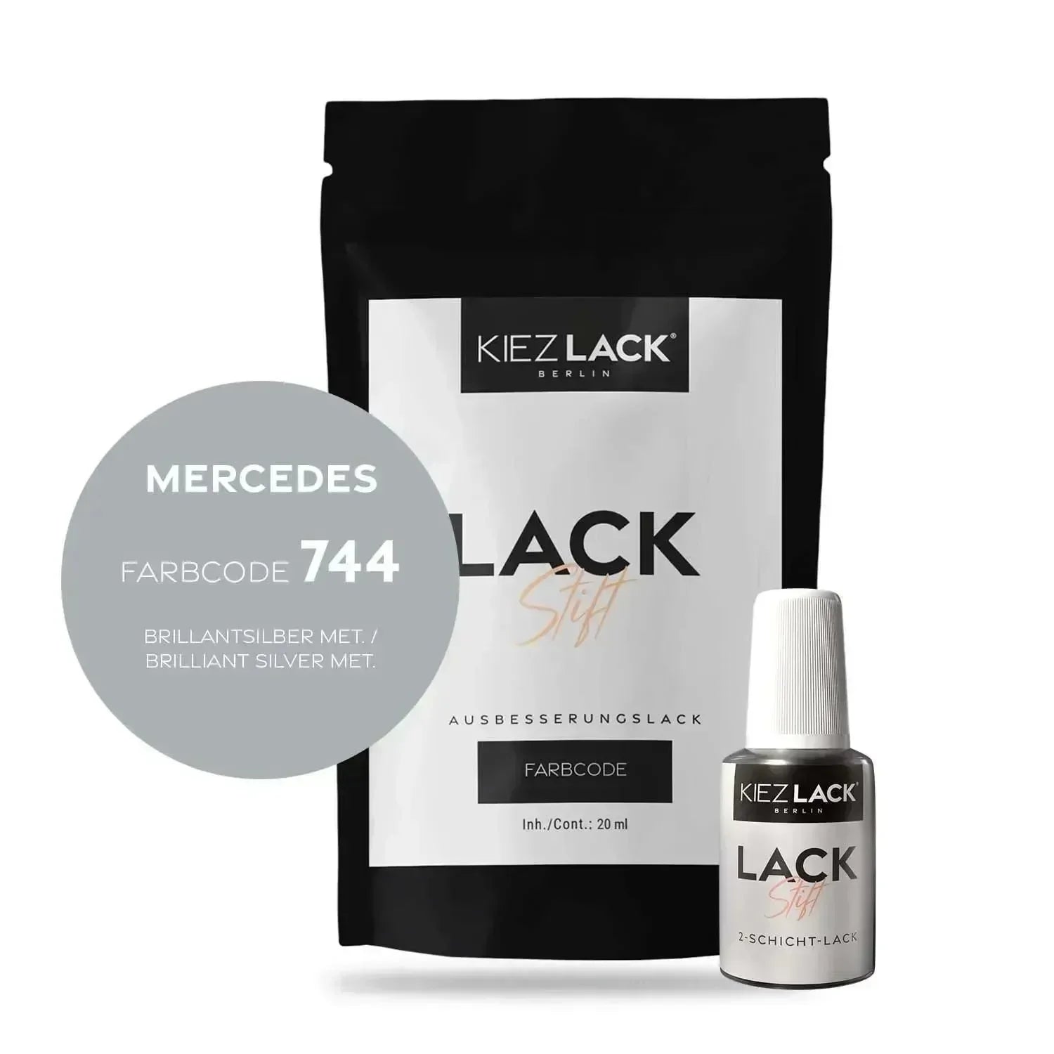 Kiezlack Lackstift Autolack Lackstift MERCEDES 744 BRILLANTSILBER MET.