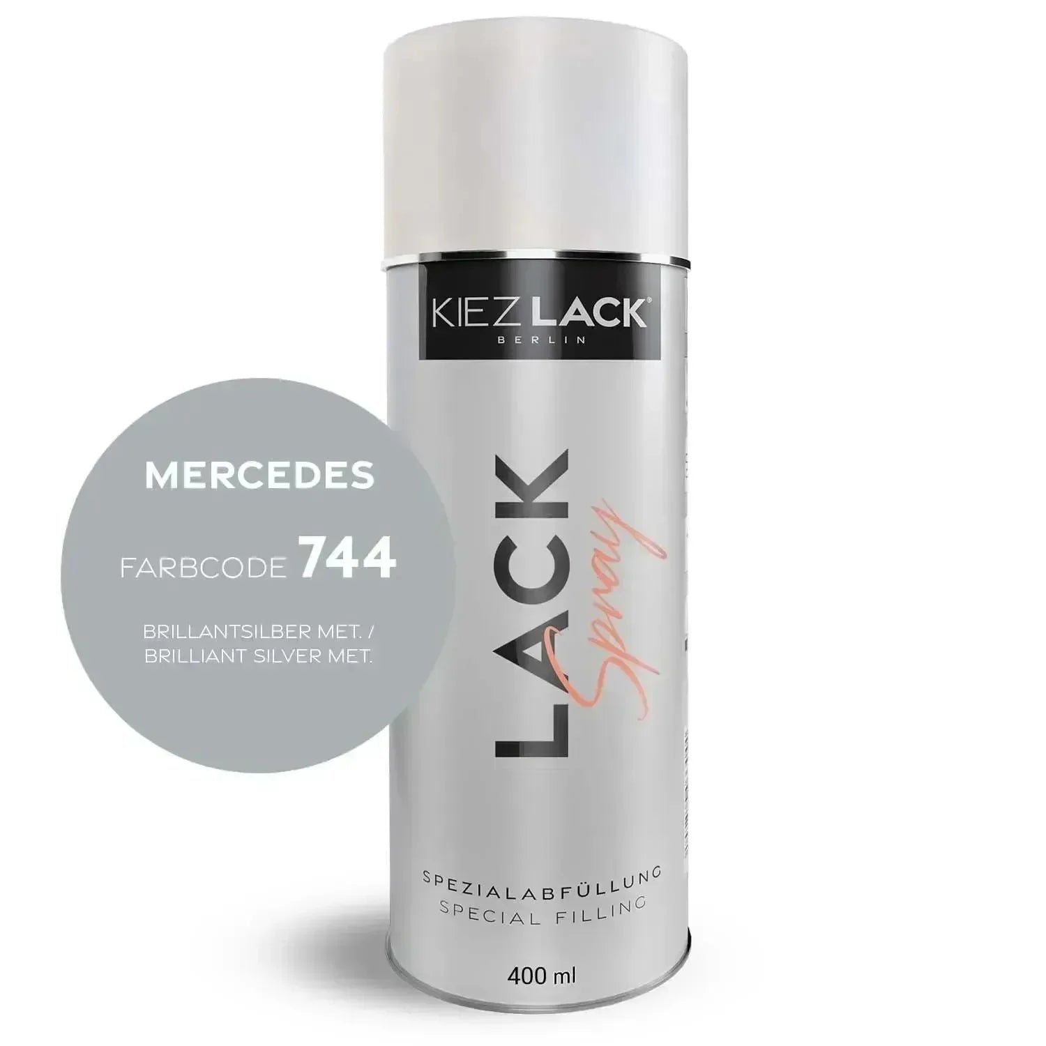Kiezlack Lackspray Autolack Spraydose MERCEDES 744 BRILLANTSILBER MET.