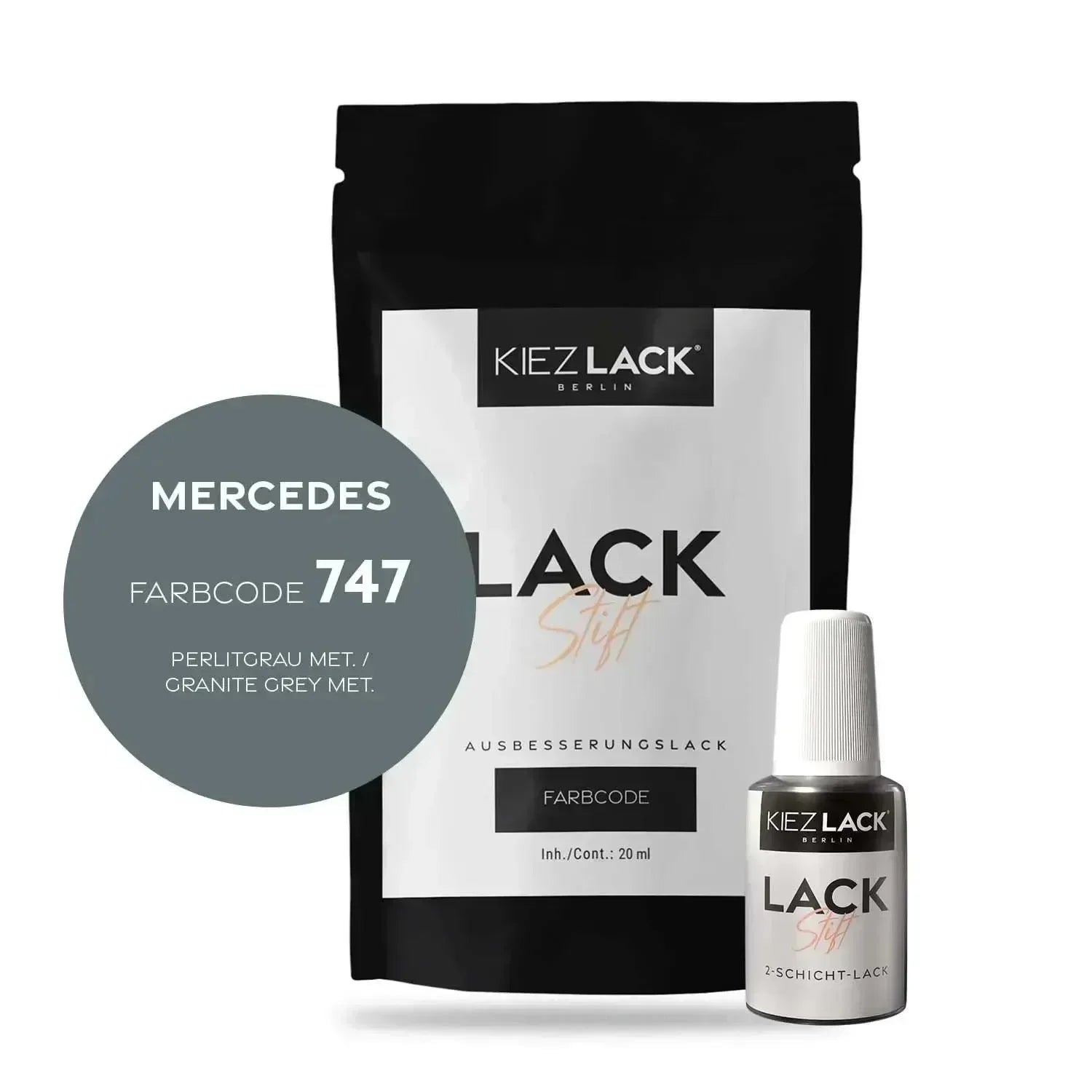 Kiezlack Lackstift Autolack Lackstift MERCEDES 747 PERLITGRAU MET.